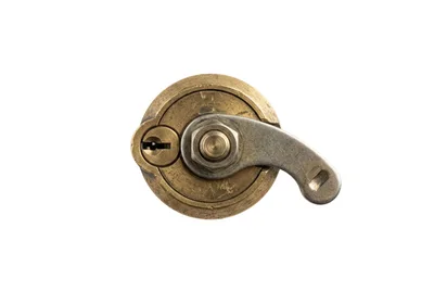 Brass Cam Lock Mechanism Isolated On White
