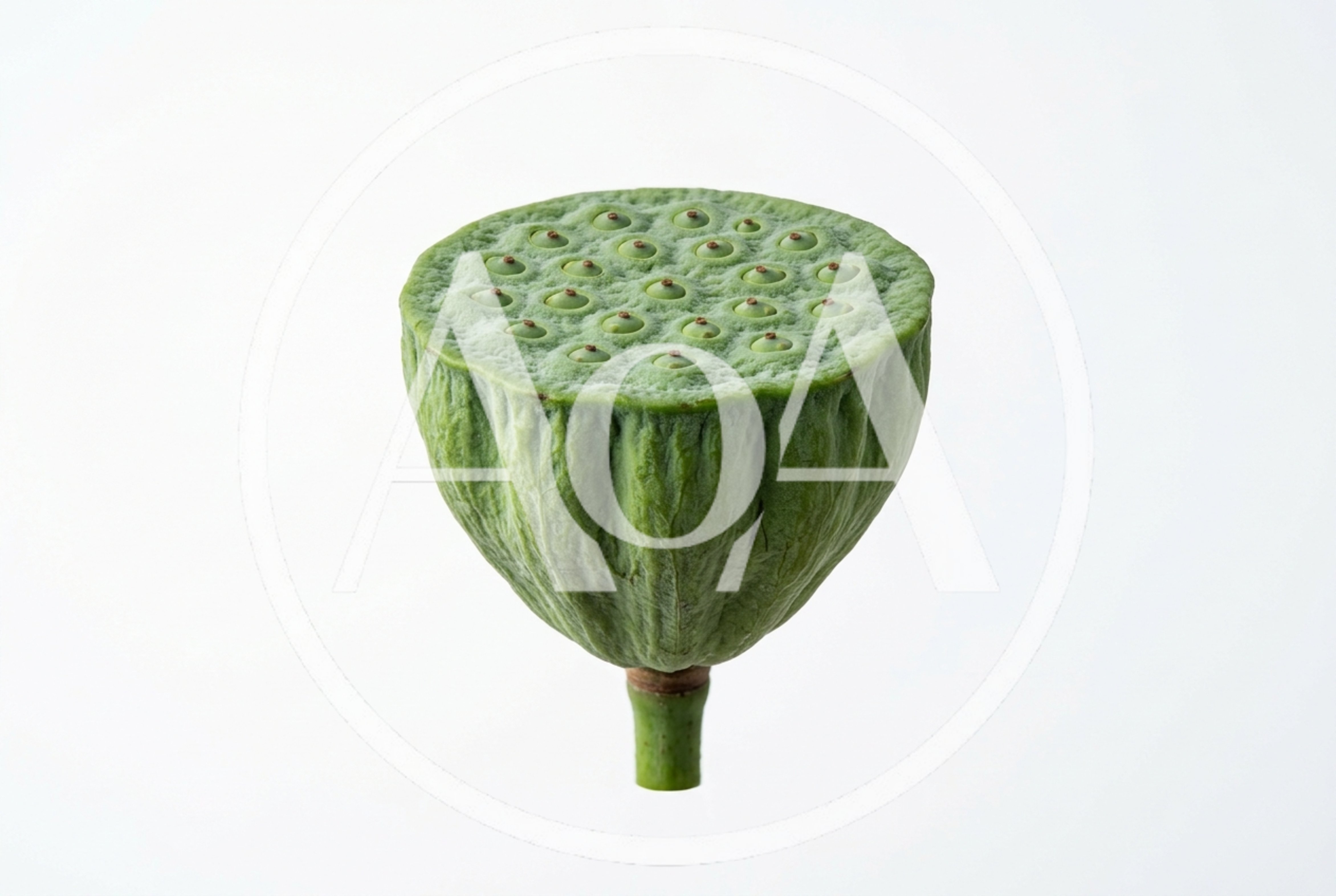 Fresh Green Lotus Seed Pod Isolated