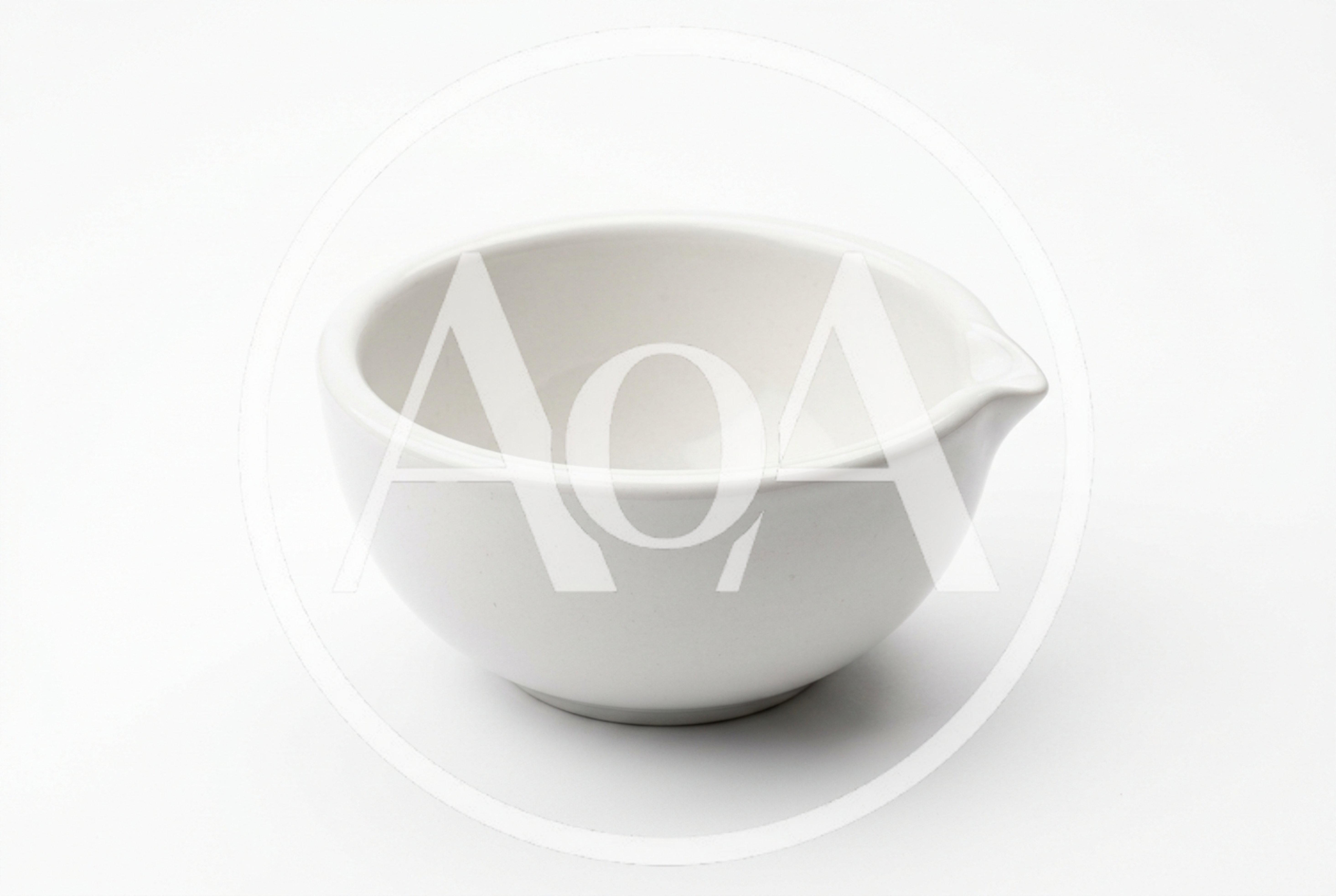 White Ceramic Mortar Bowl On White Background