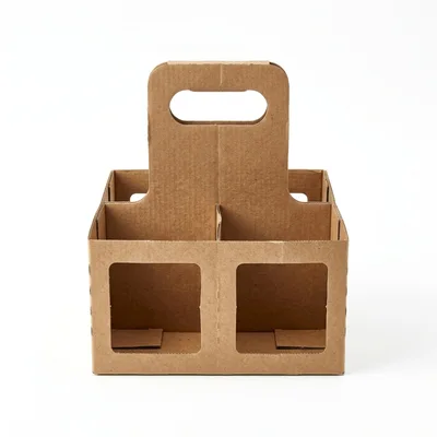 Empty Cardboard Four Pack Beverage Carrier