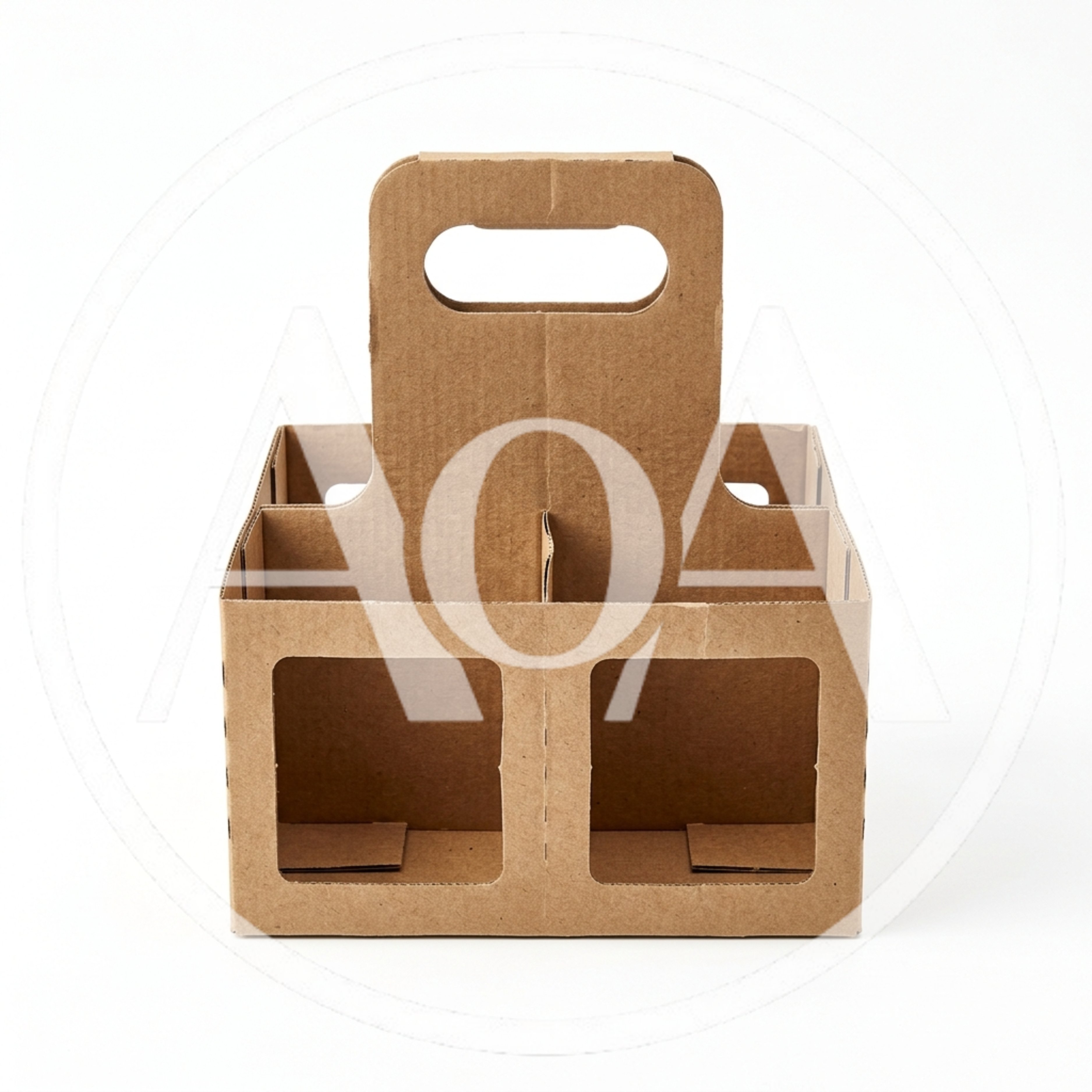 Empty Cardboard Four Pack Beverage Carrier