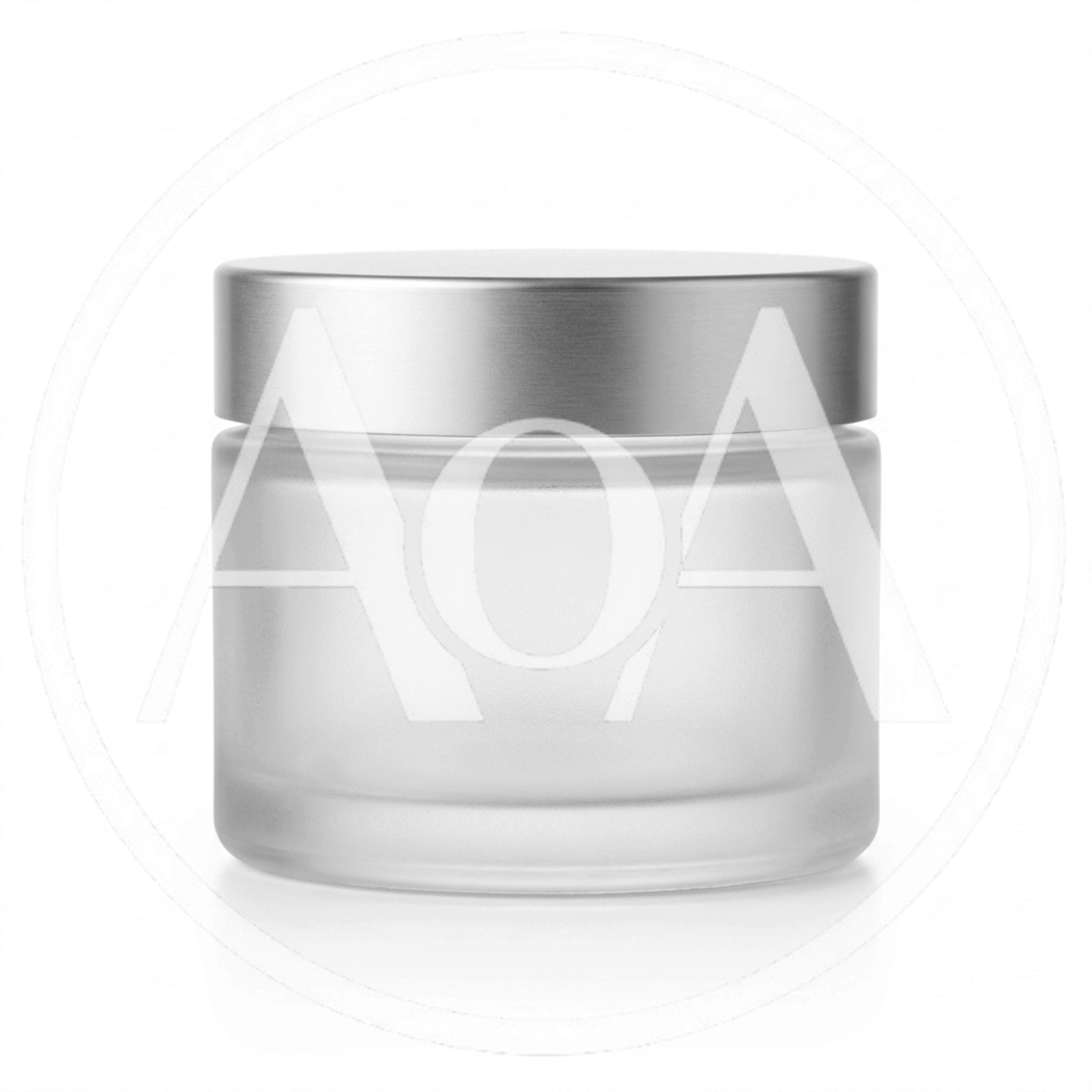 Empty Frosted Glass Cosmetic Jar With Silver Lid