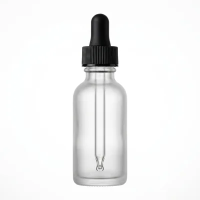 Frosted Glass Dropper Bottle On White Background