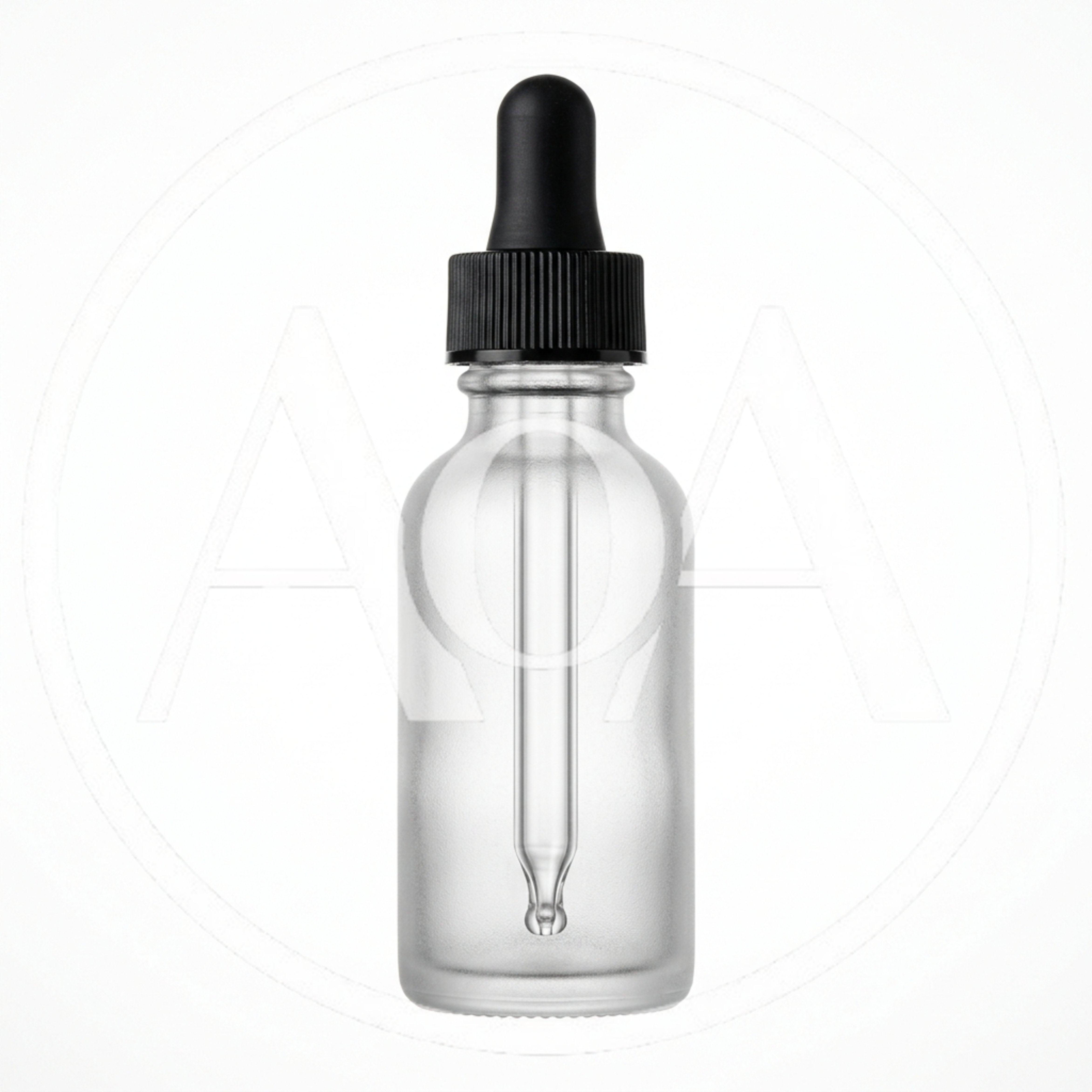 Frosted Glass Dropper Bottle On White Background