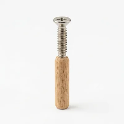 Metal Screw Embedded In A Wooden Dowel