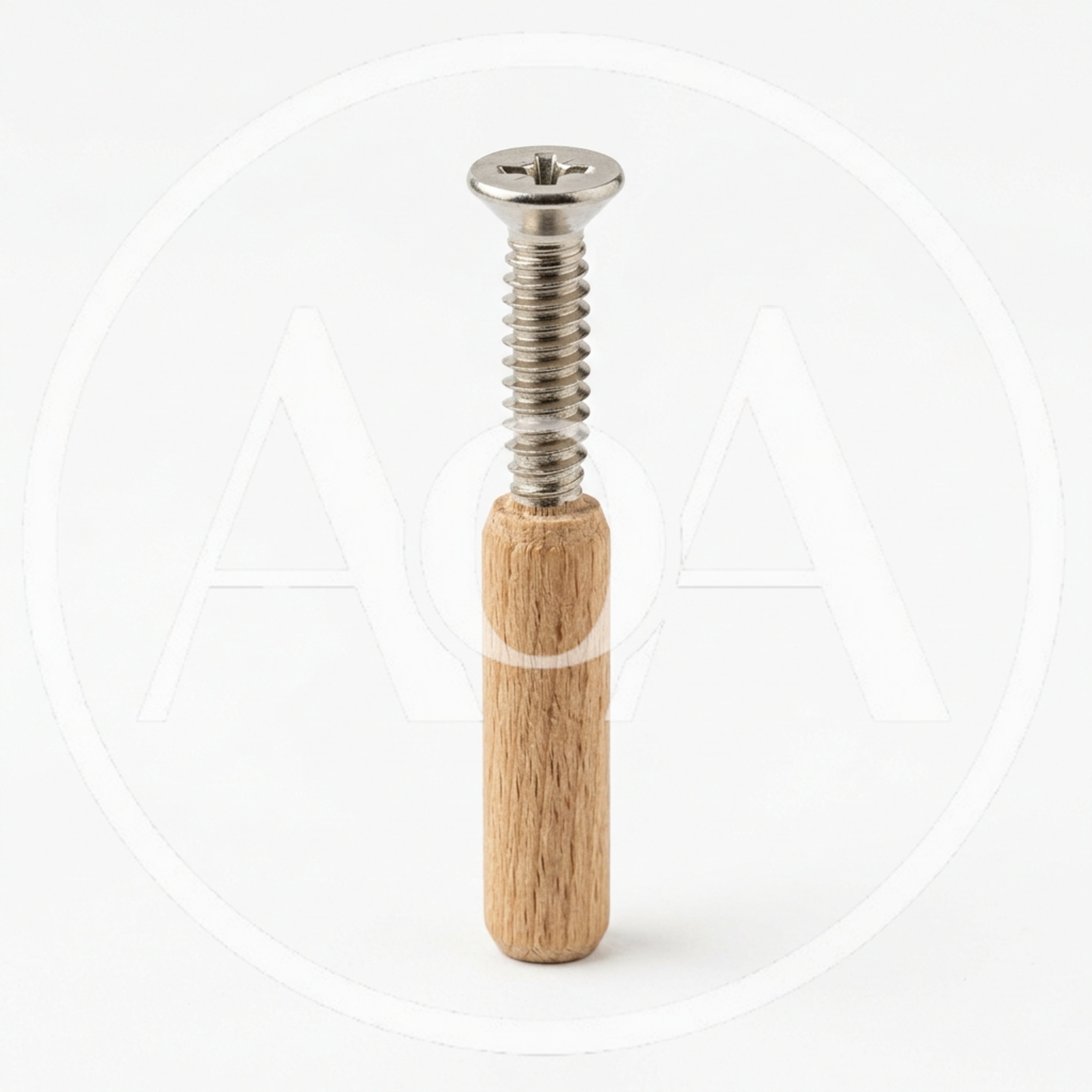 Metal Screw Embedded In A Wooden Dowel