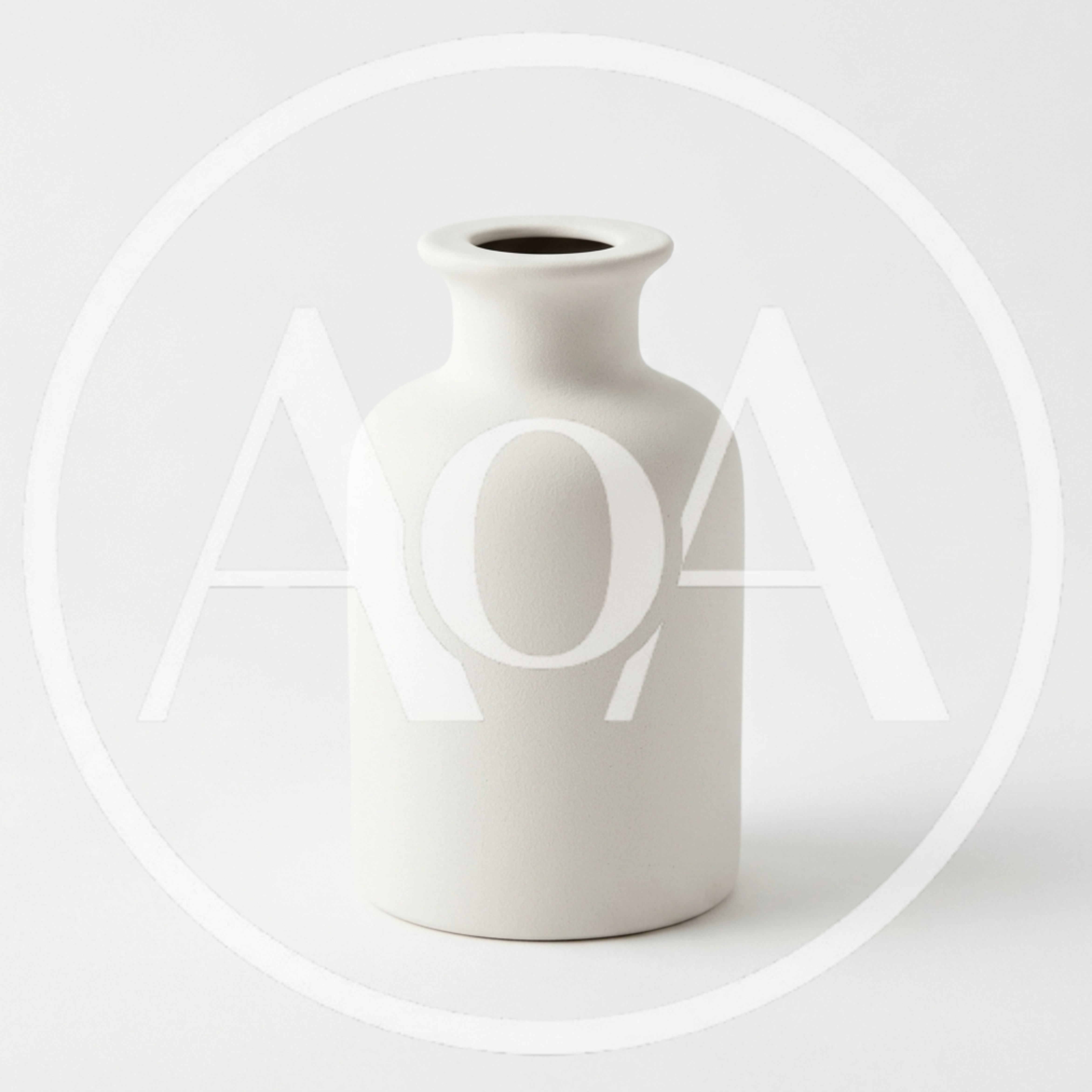 Minimalist White Ceramic Vase On White Background