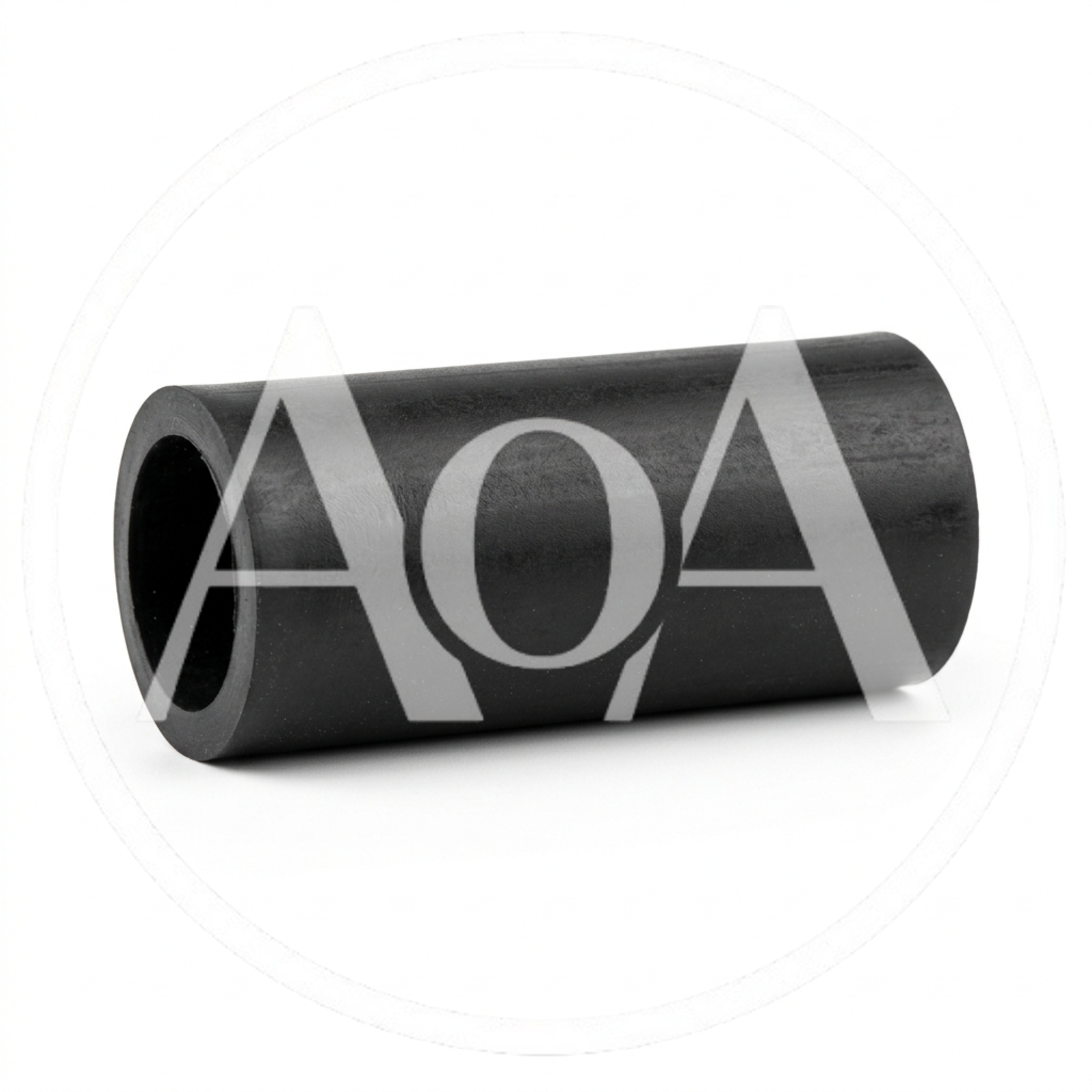 Black Rubber Cylindrical Spacer Isolated On White