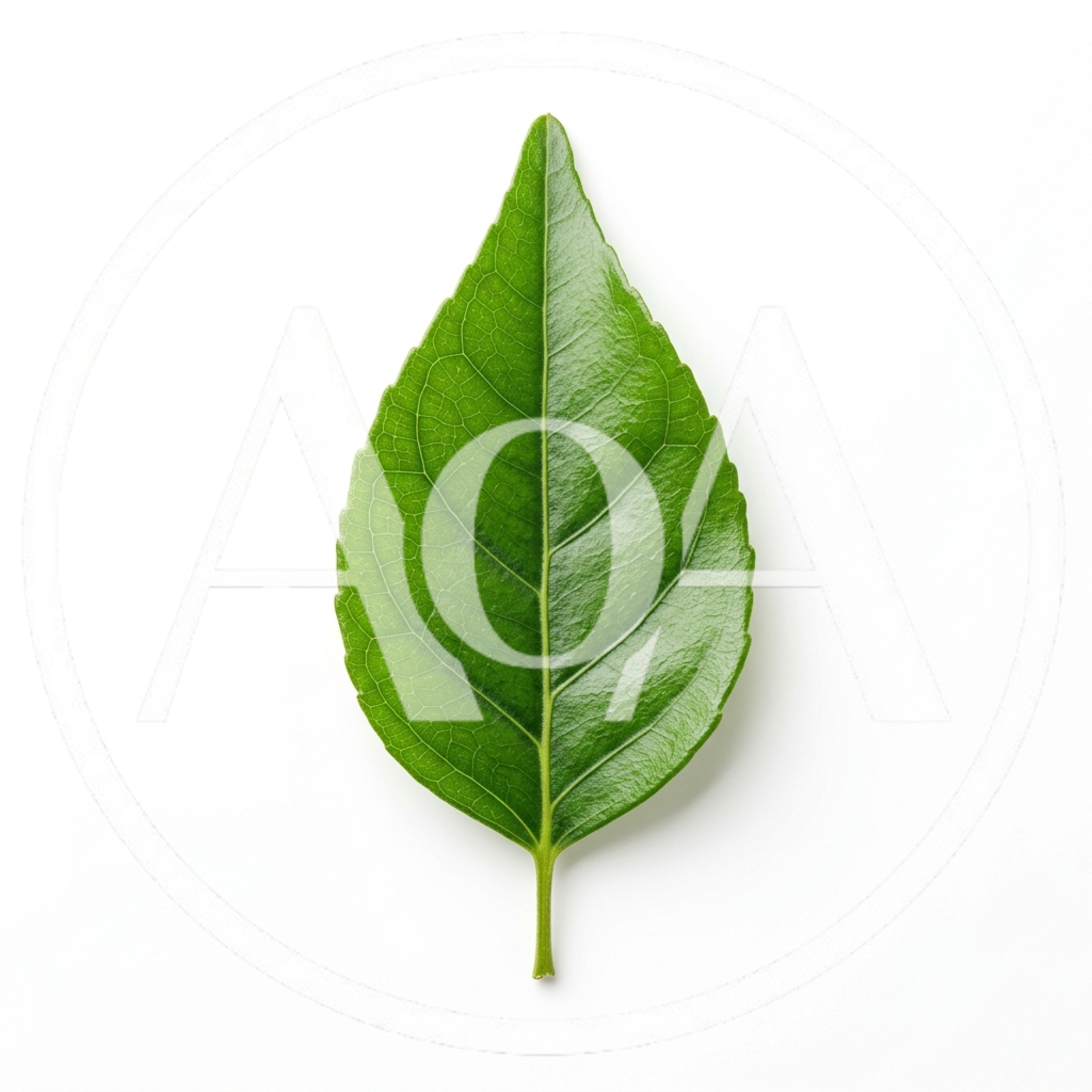 Single Green Leaf Isolated On White Background