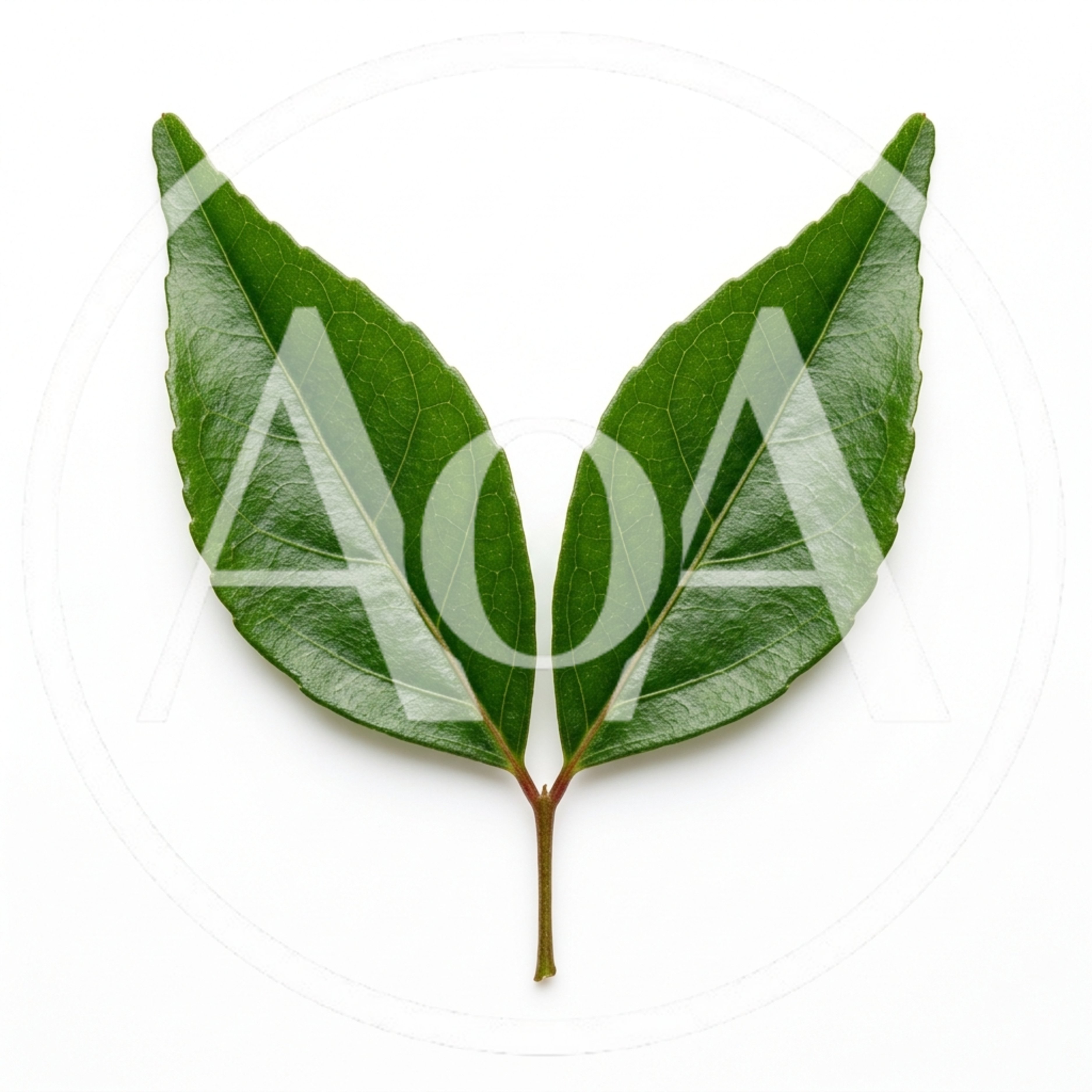 Two Green Leaves Joined At The Stem