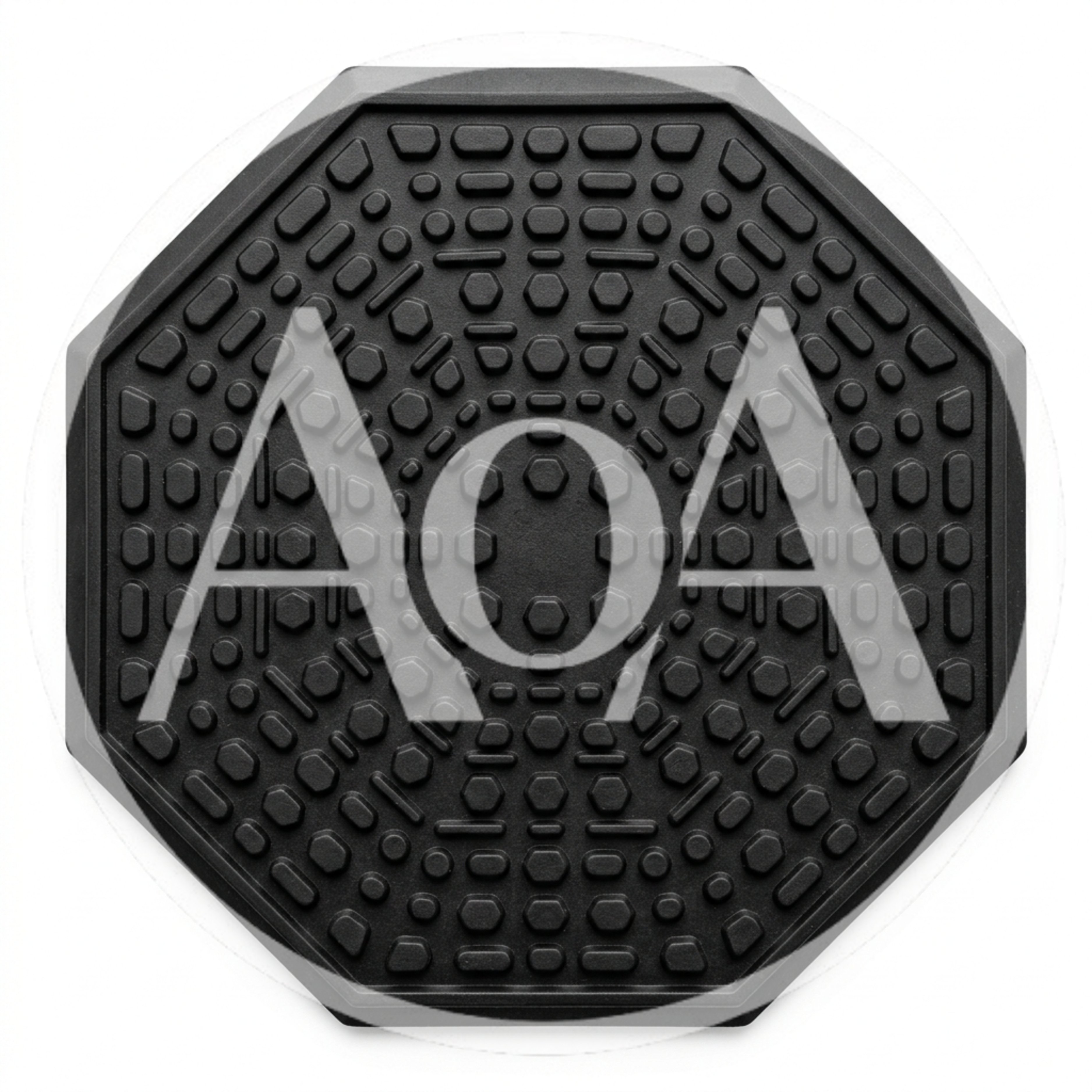 Black Octagonal Rubber Coaster With Geometric Texture