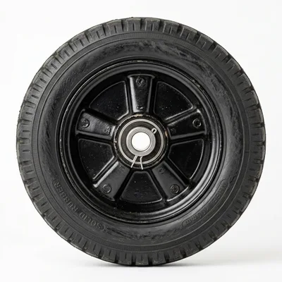 Solid Rubber Wheel With Black Metal Rim