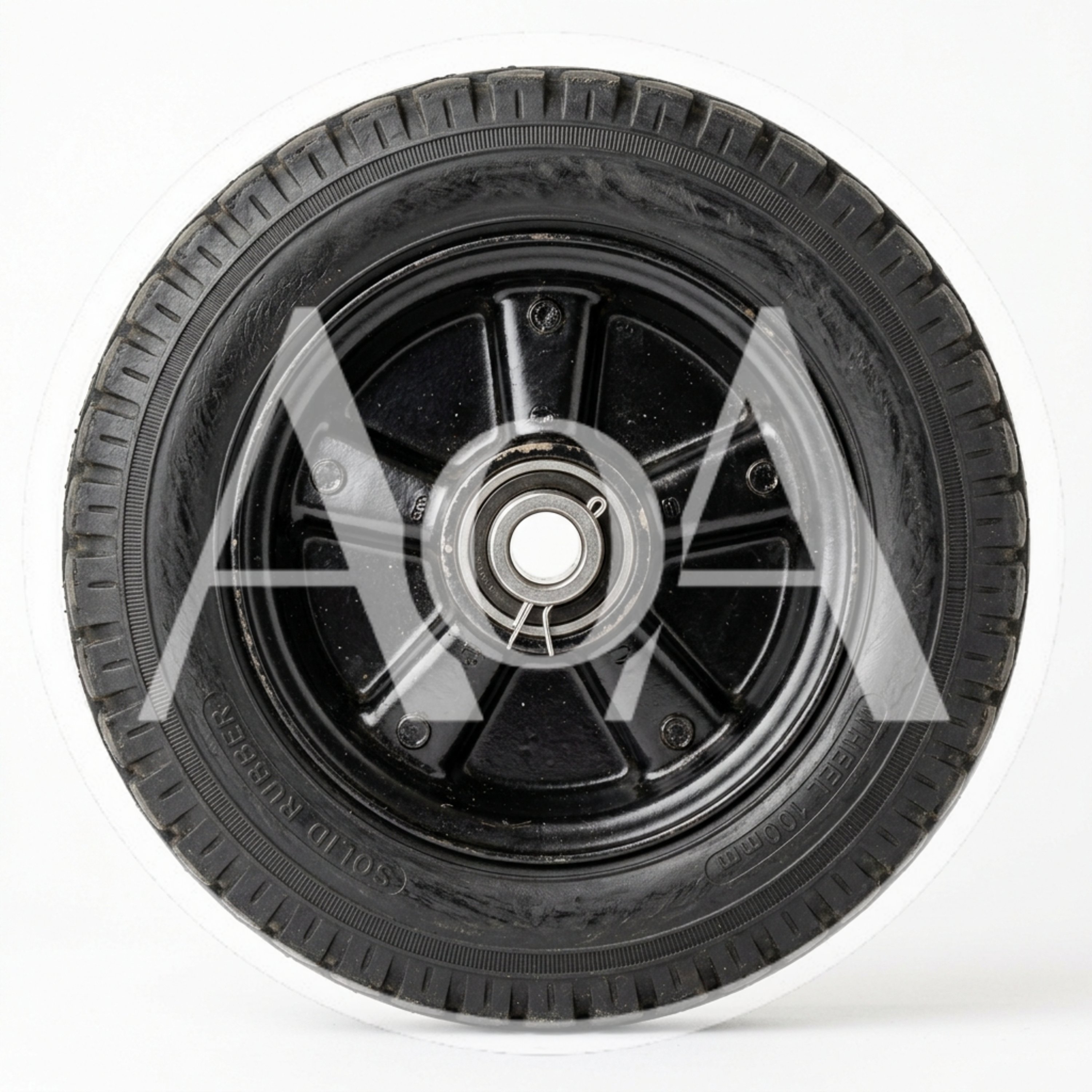 Solid Rubber Wheel With Black Metal Rim
