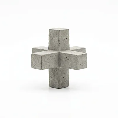 Concrete Cross Sculpture On White Background