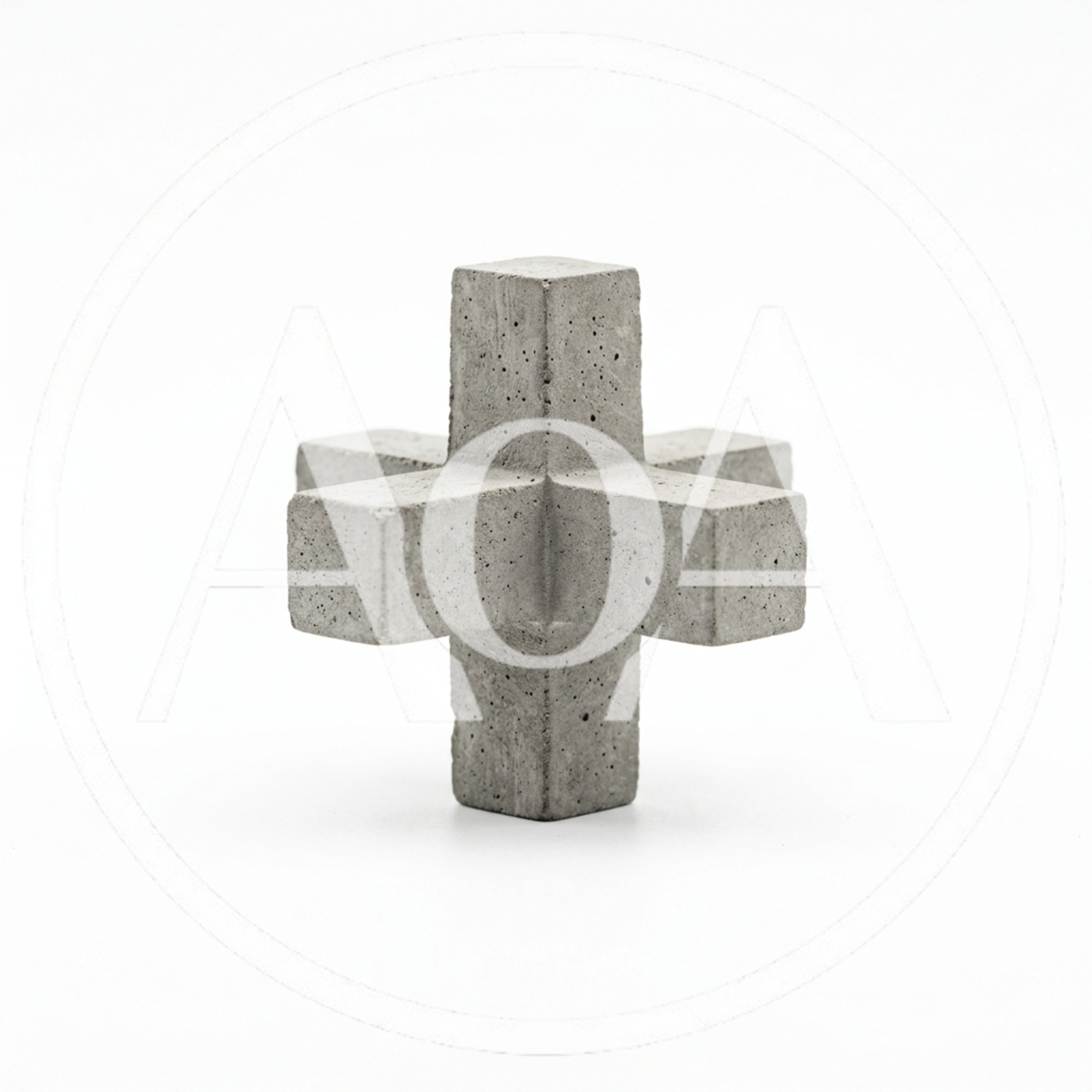 Concrete Cross Sculpture On White Background