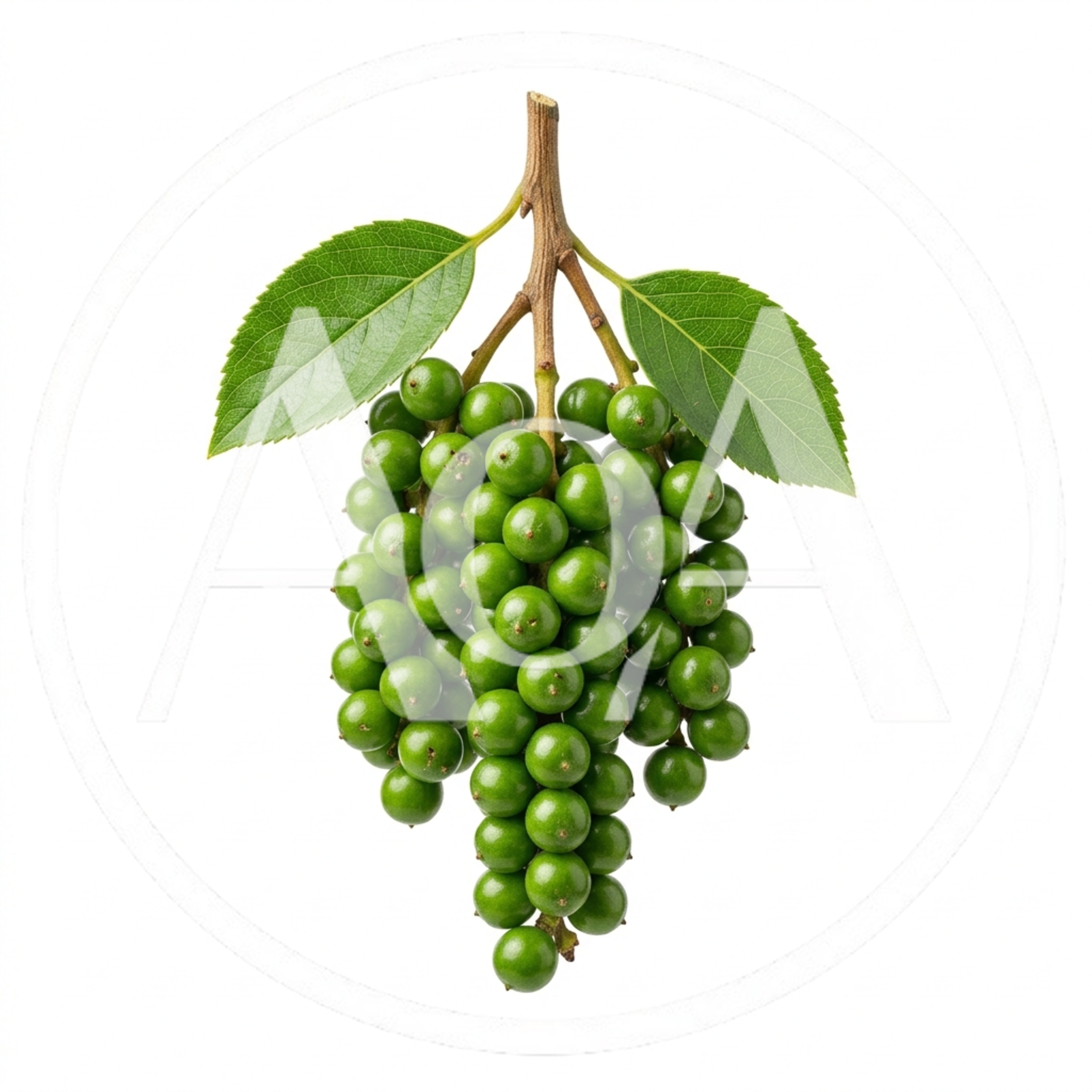 Fresh Green Peppercorns Hanging on a Branch
