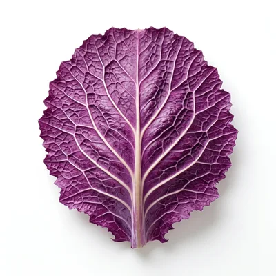 Single Purple Cabbage Leaf Isolated On White Background