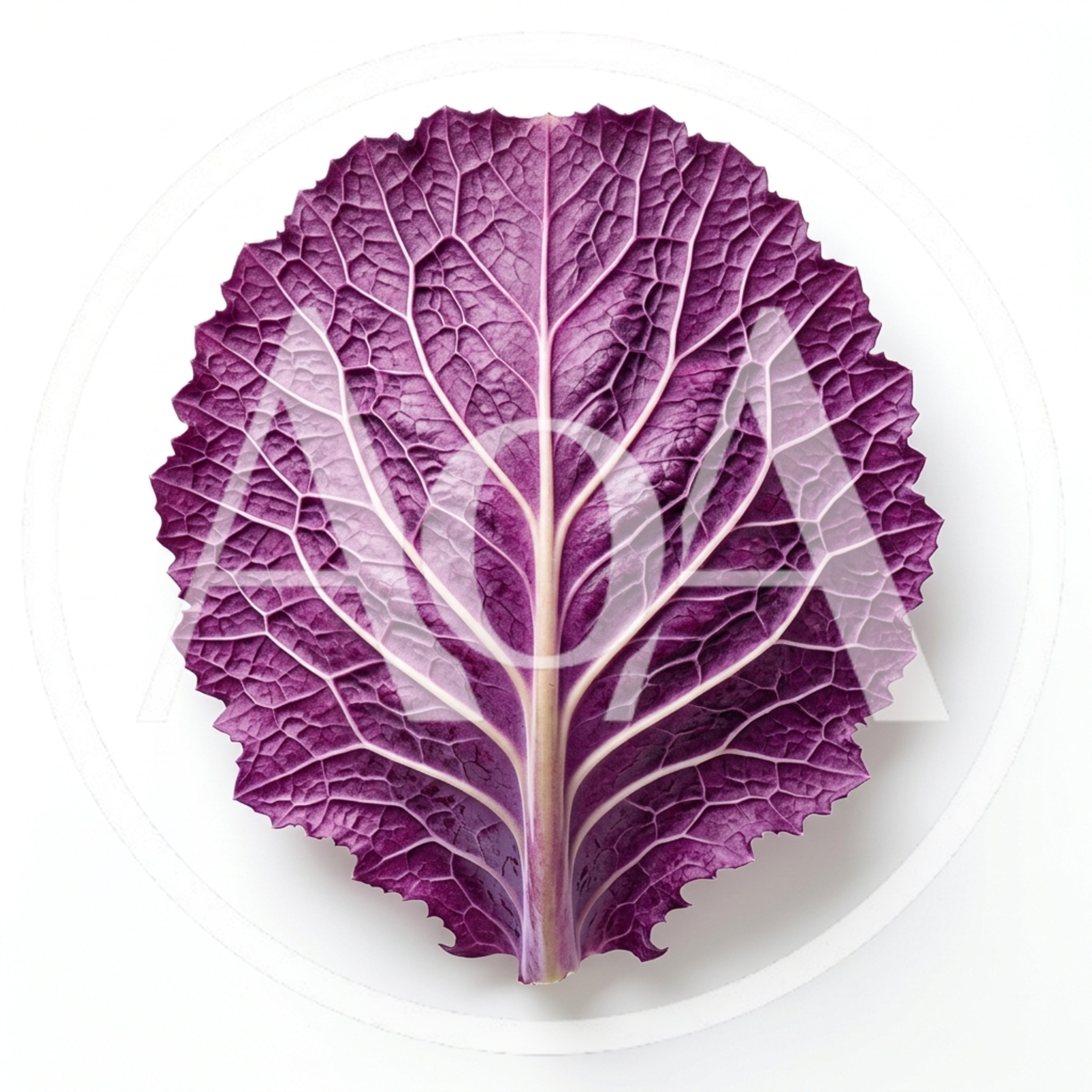 Single Purple Cabbage Leaf Isolated On White Background