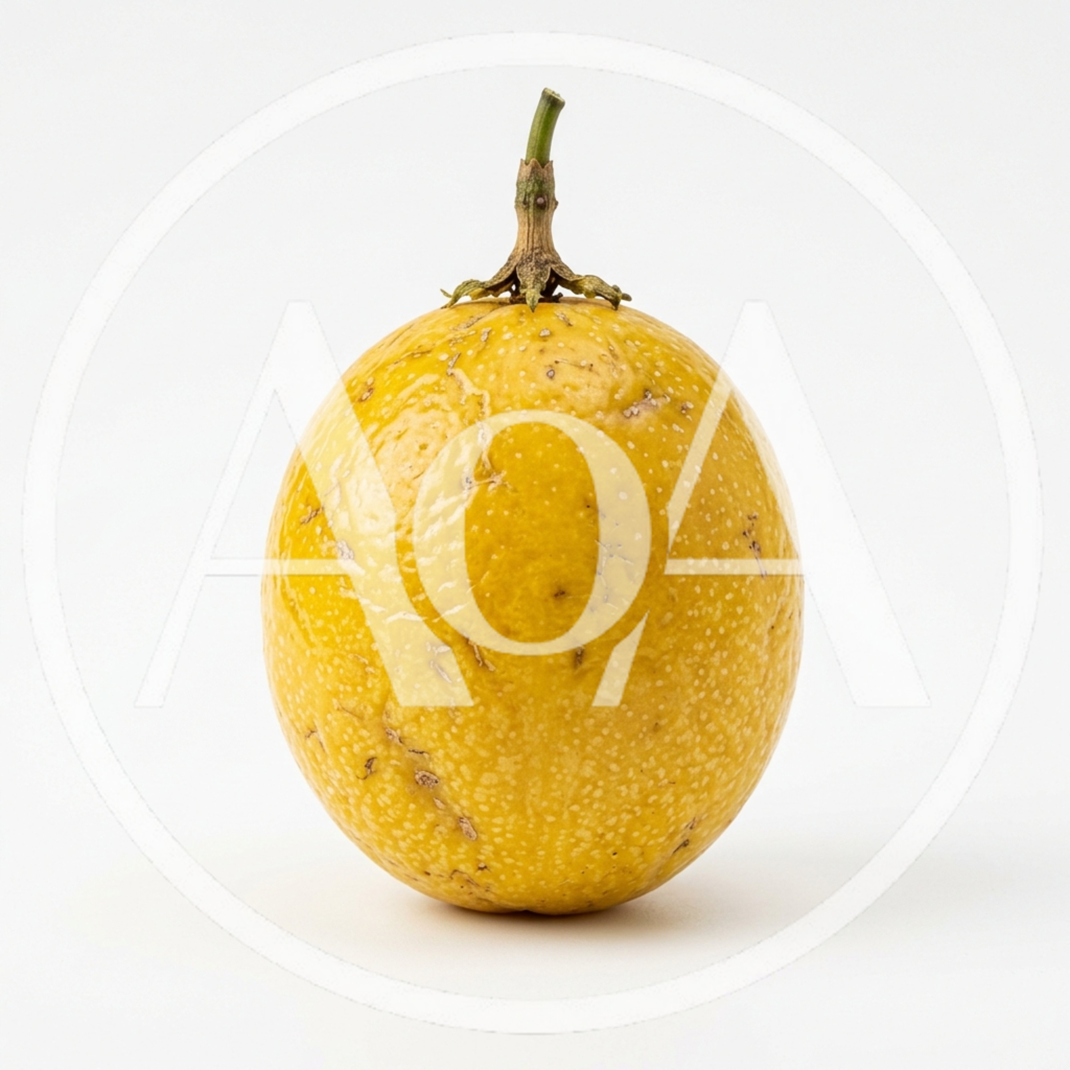 Single Yellow Passion Fruit Isolated On White Background