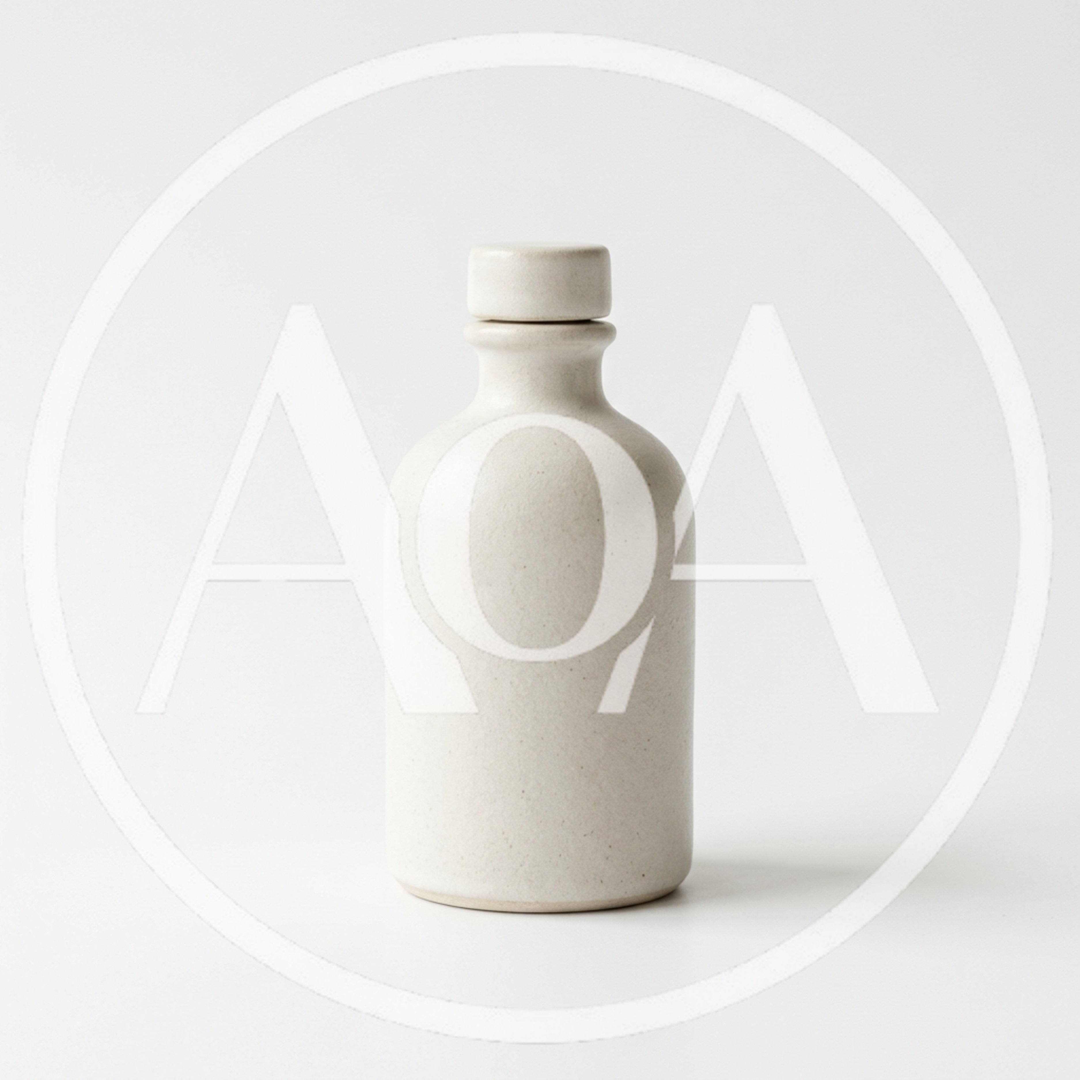 Minimalist Ceramic Bottle On White Background