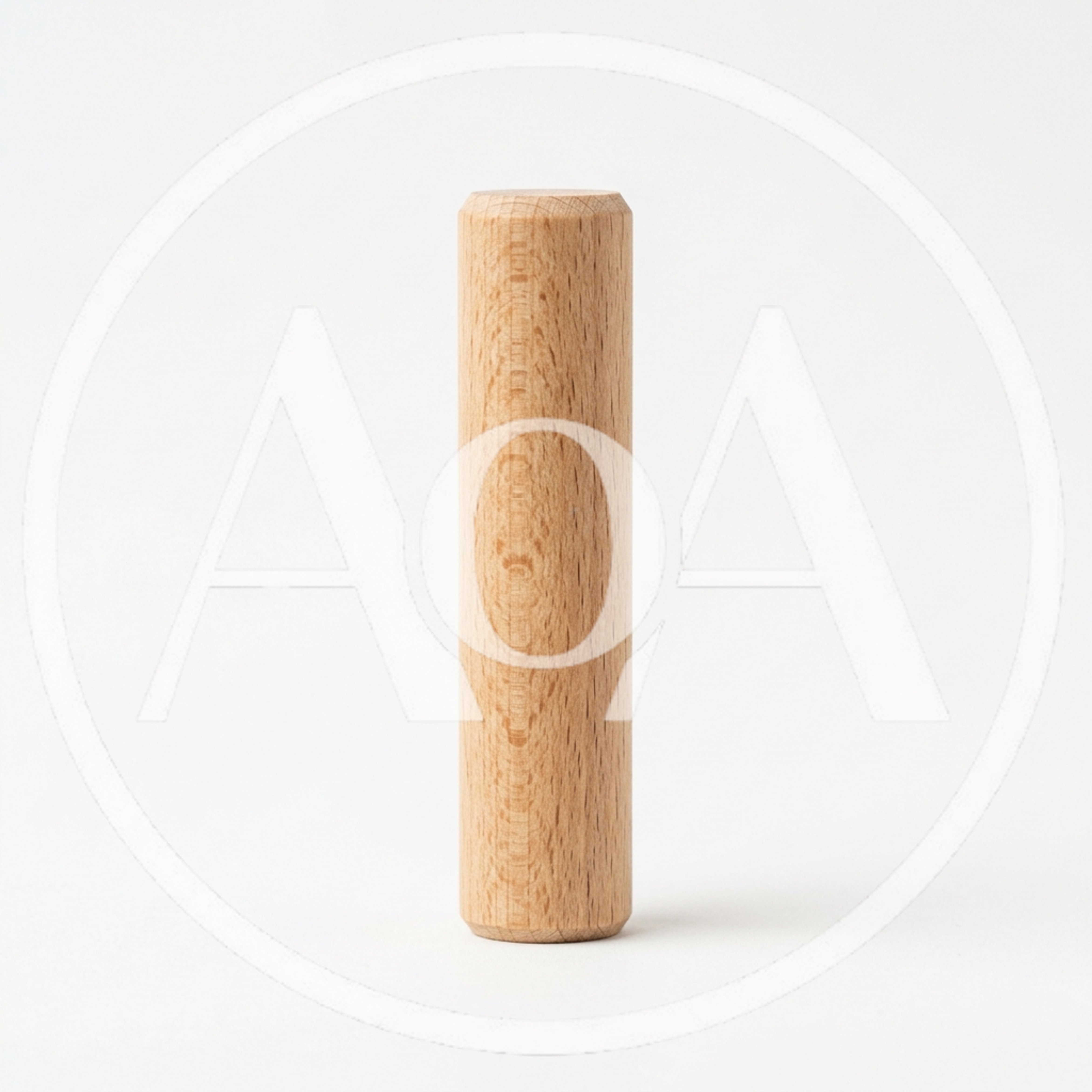 Wooden Cylinder Standing Upright On White Background