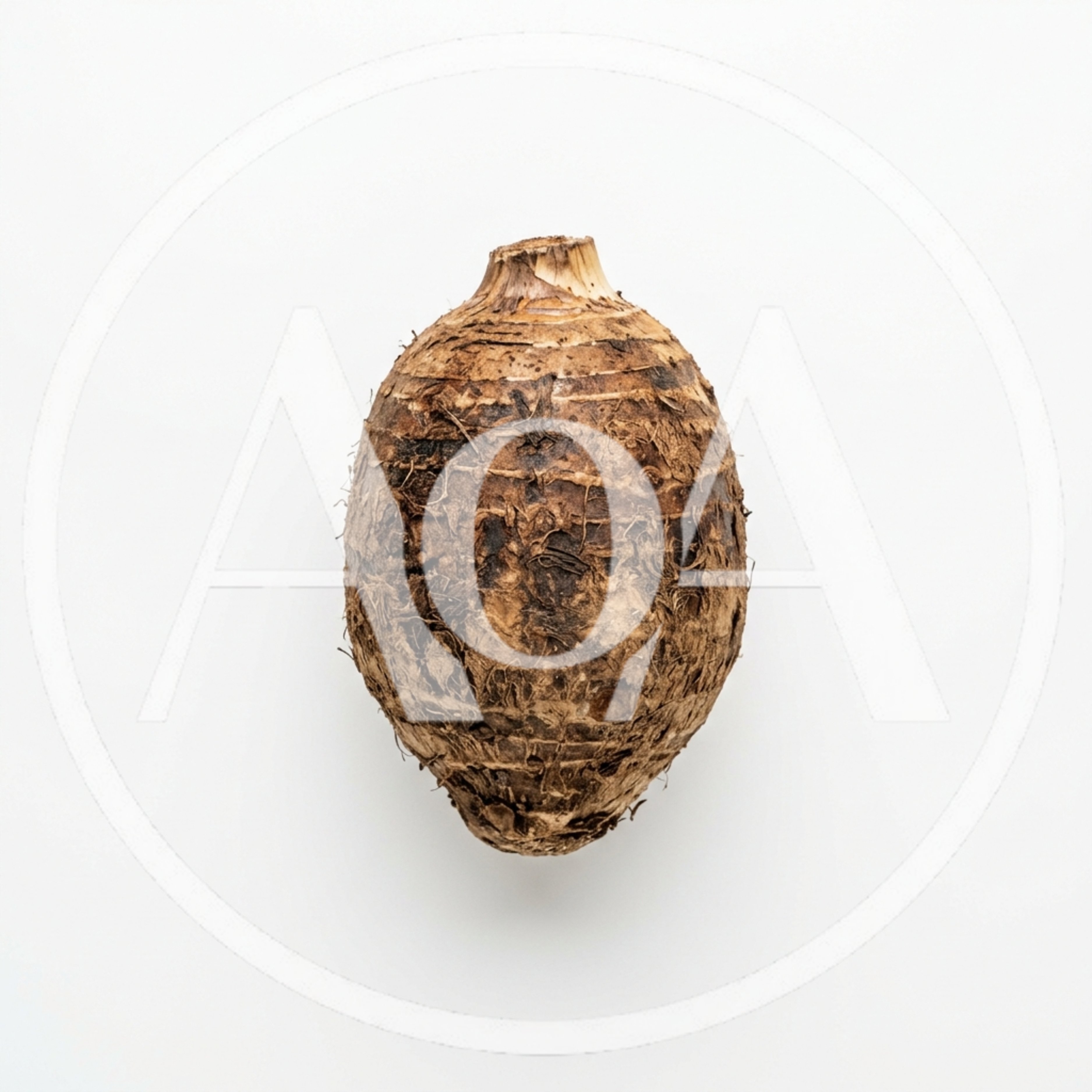 Single Raw Taro Root Isolated On White Background
