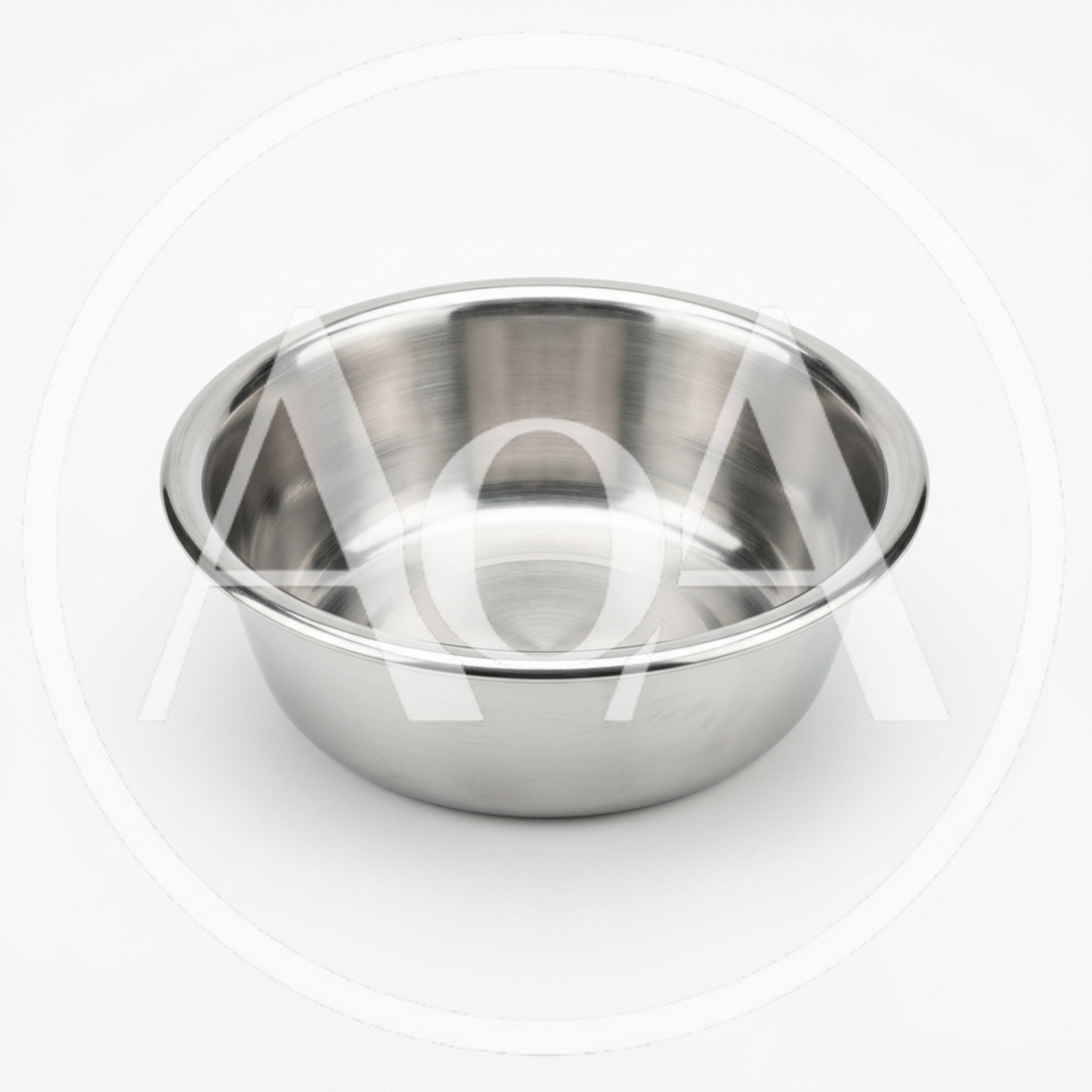 Empty Stainless Steel Pet Bowl On White Background