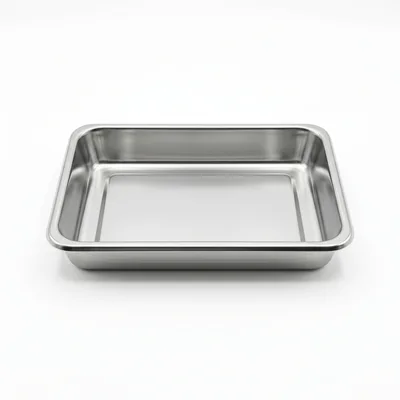 Empty Rectangular Stainless Steel Baking Pan