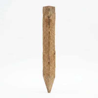 Single Pointed Wooden Stake Isolated On White Background