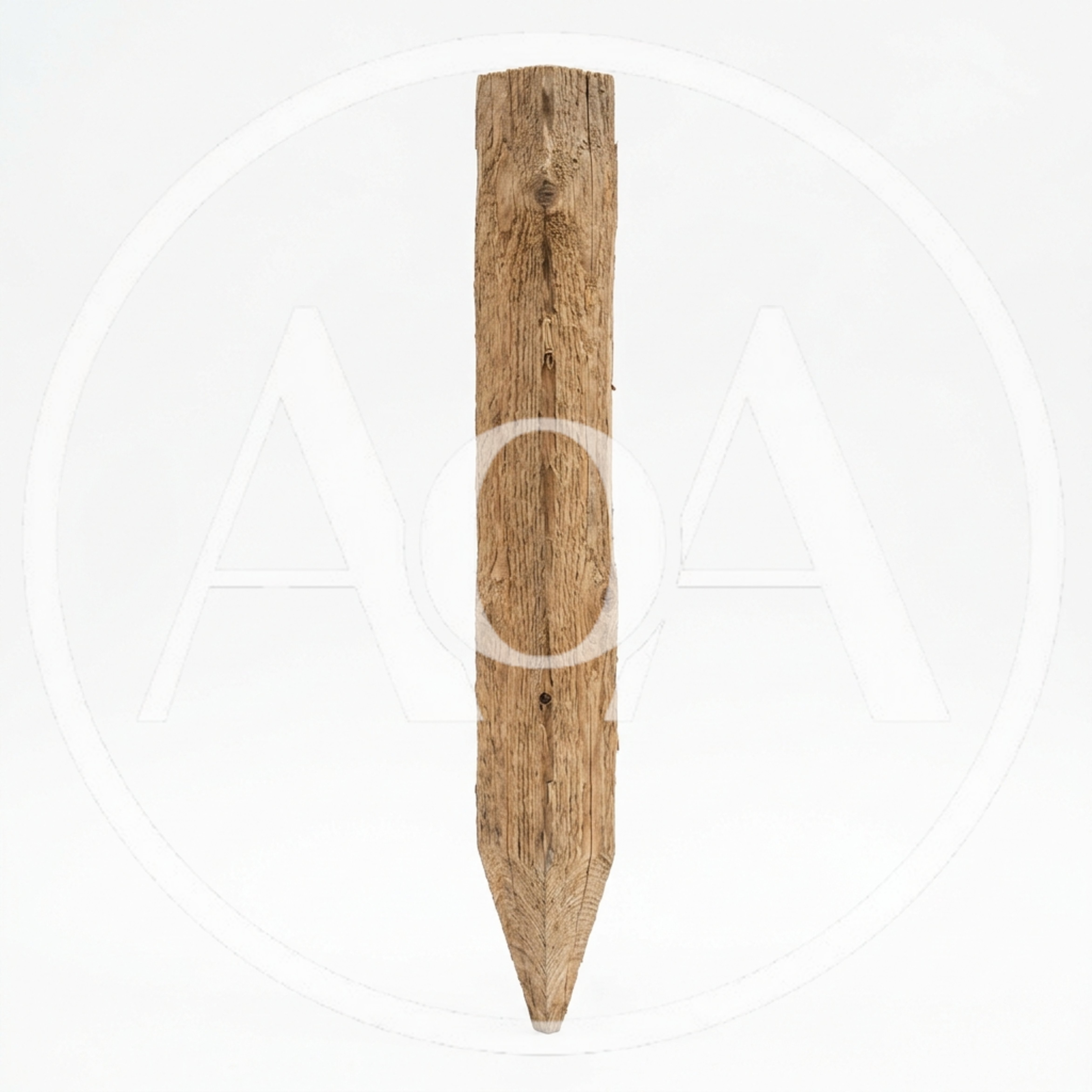 Single Pointed Wooden Stake Isolated On White Background