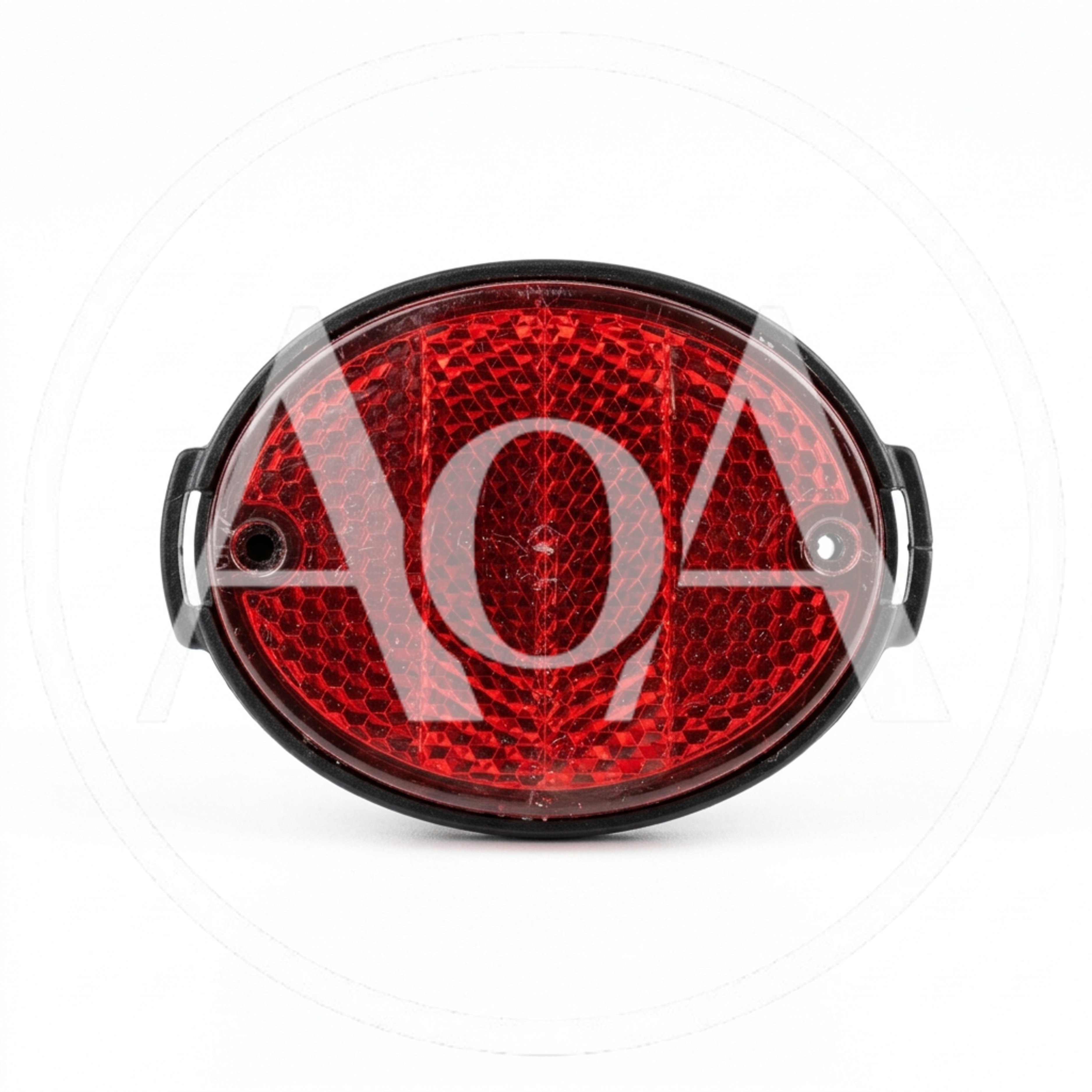 Red Oval Bicycle Reflector Isolated On White Background