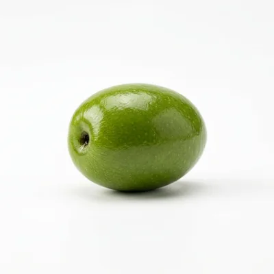 Single Fresh Green Olive Isolated On White Background