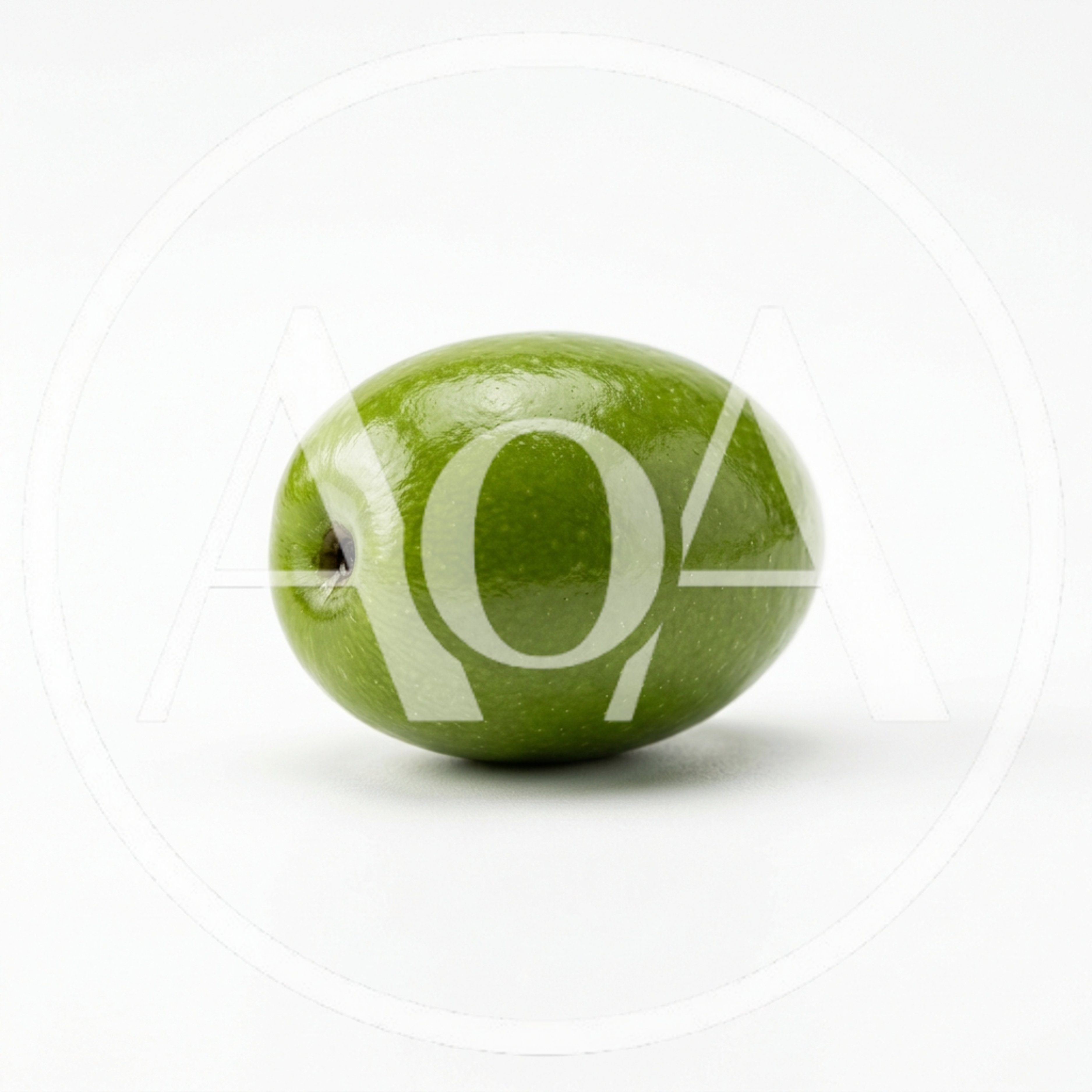Single Fresh Green Olive Isolated On White Background