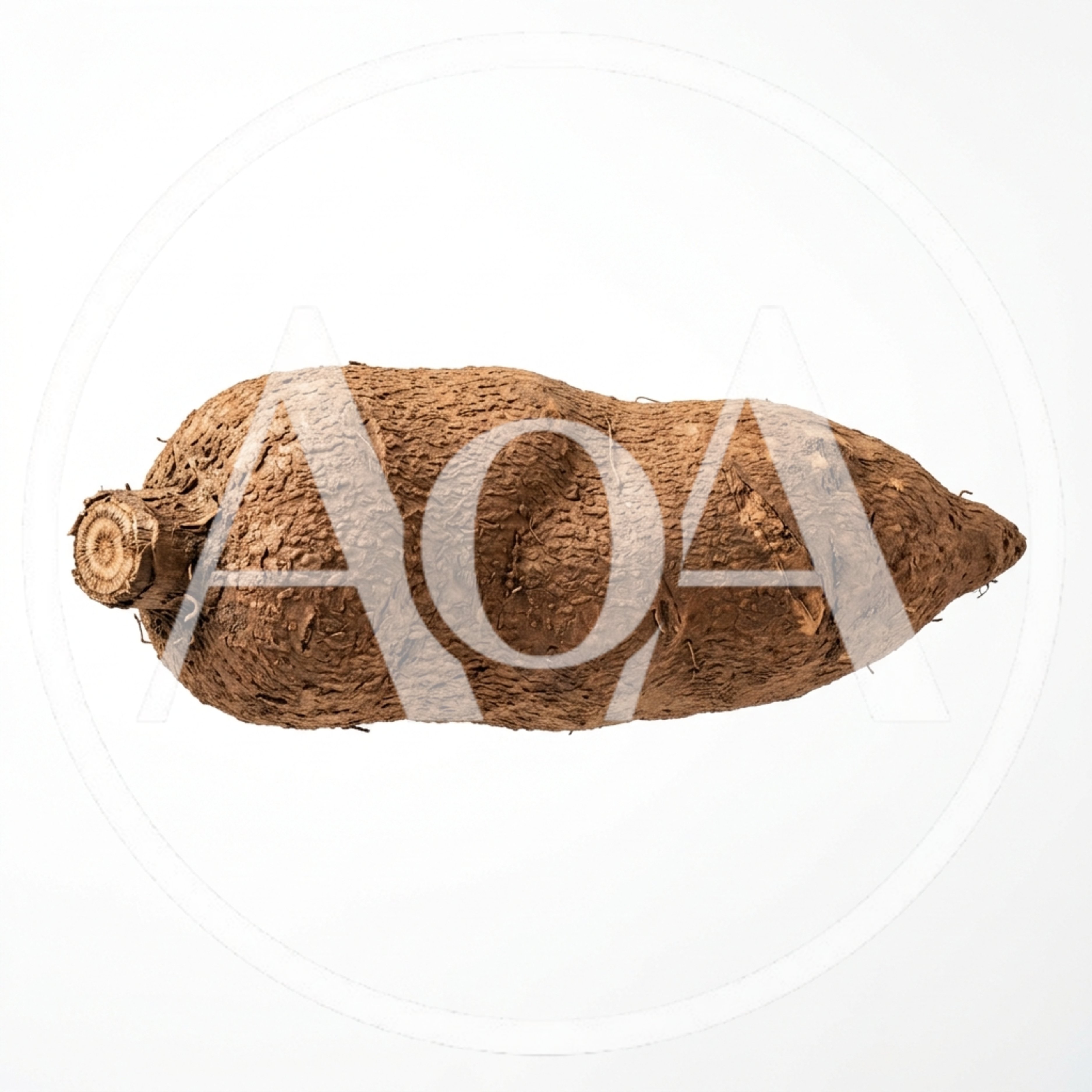 Single Raw Cassava Root Isolated On White Background