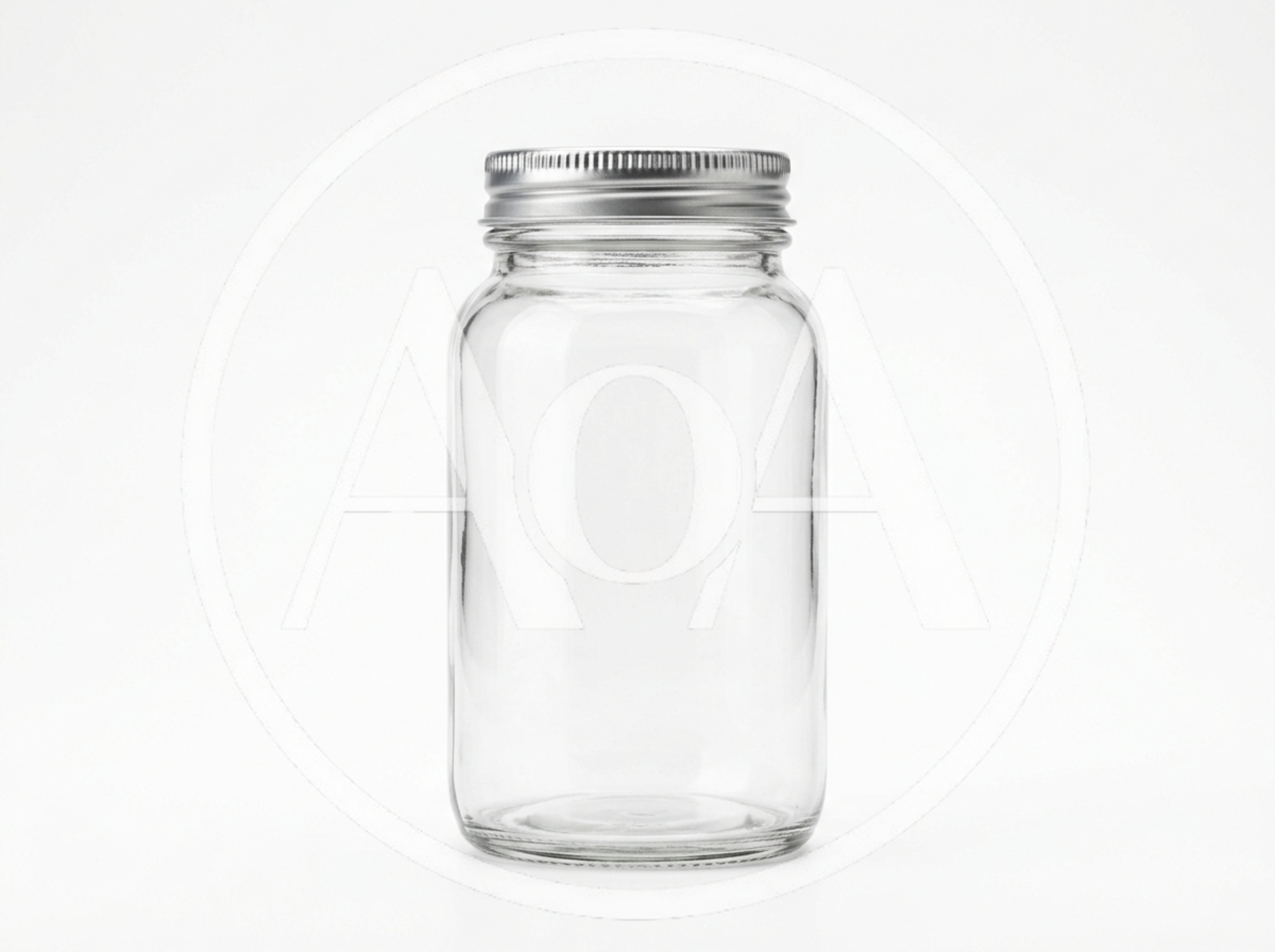 Empty Clear Glass Mason Jar With Metal Lid