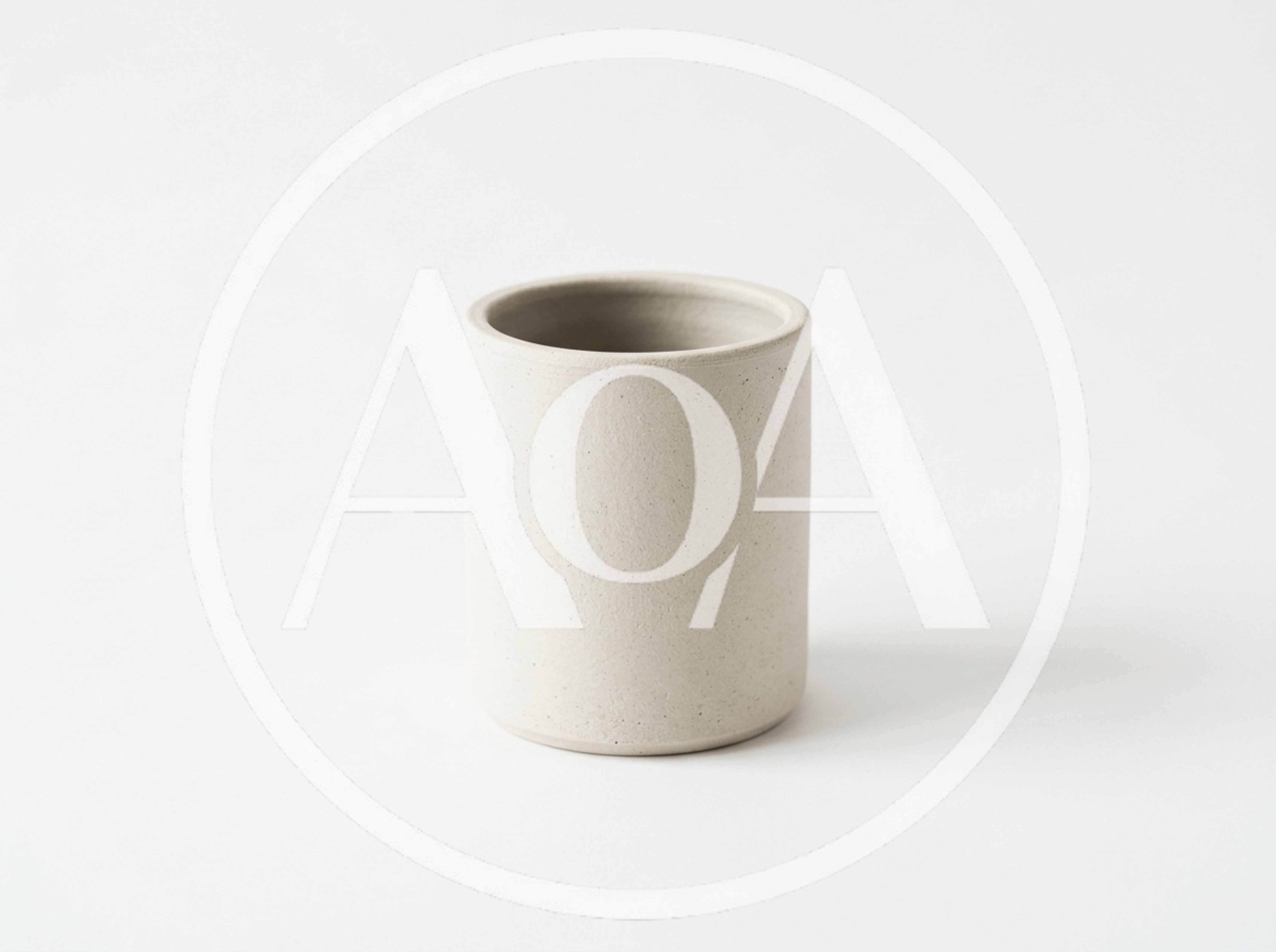 Minimalist Matte Ceramic Cup On White Background
