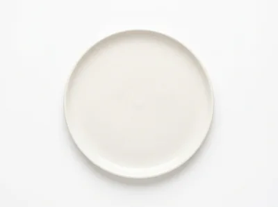 Minimalist White Ceramic Dinner Plate On White Background