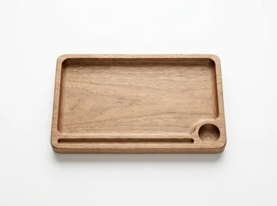 Wooden Serving Tray With Recessed Compartments