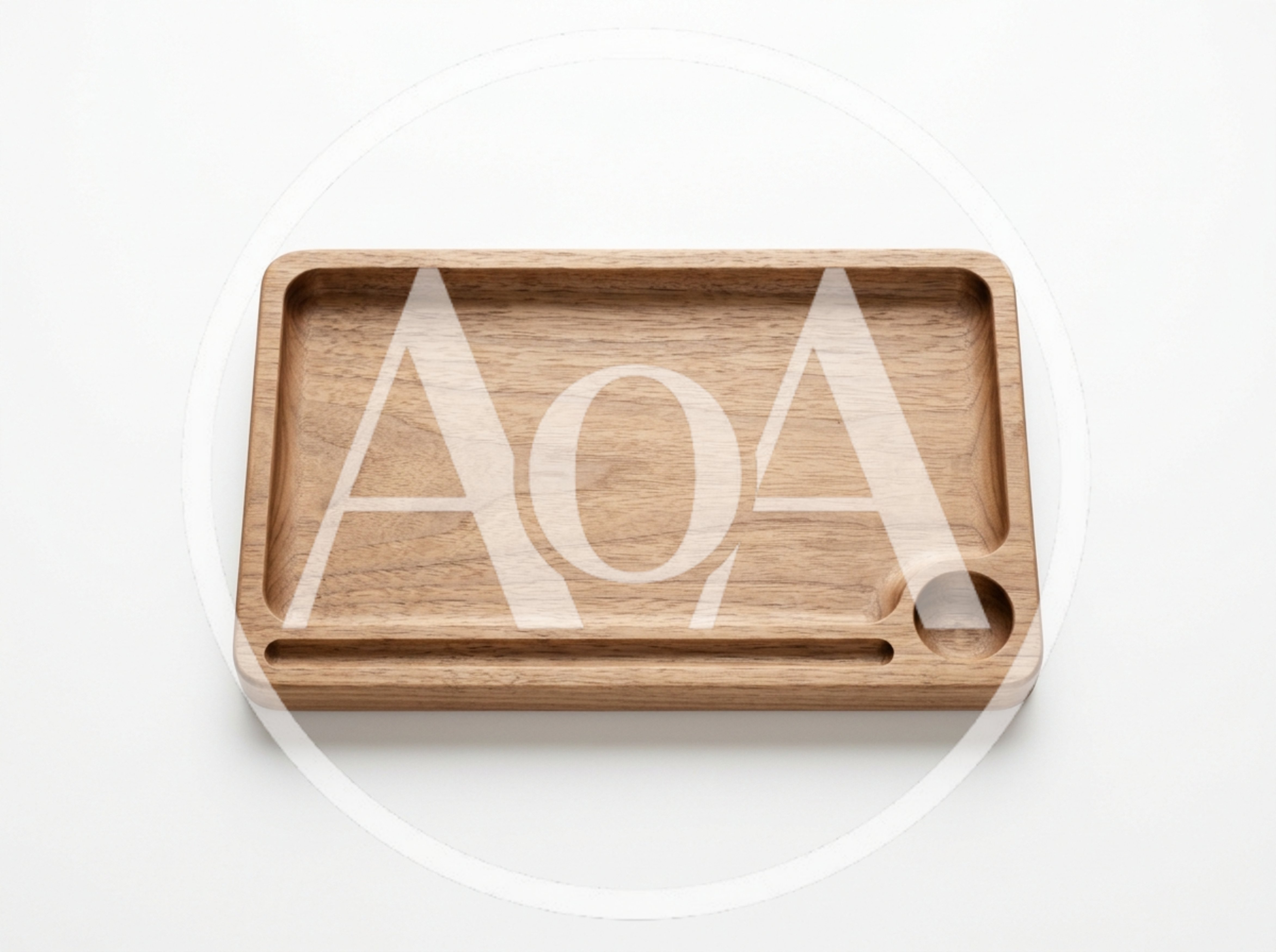Wooden Serving Tray With Recessed Compartments