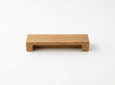 Minimalist Wooden Cabinet Handle on White Background