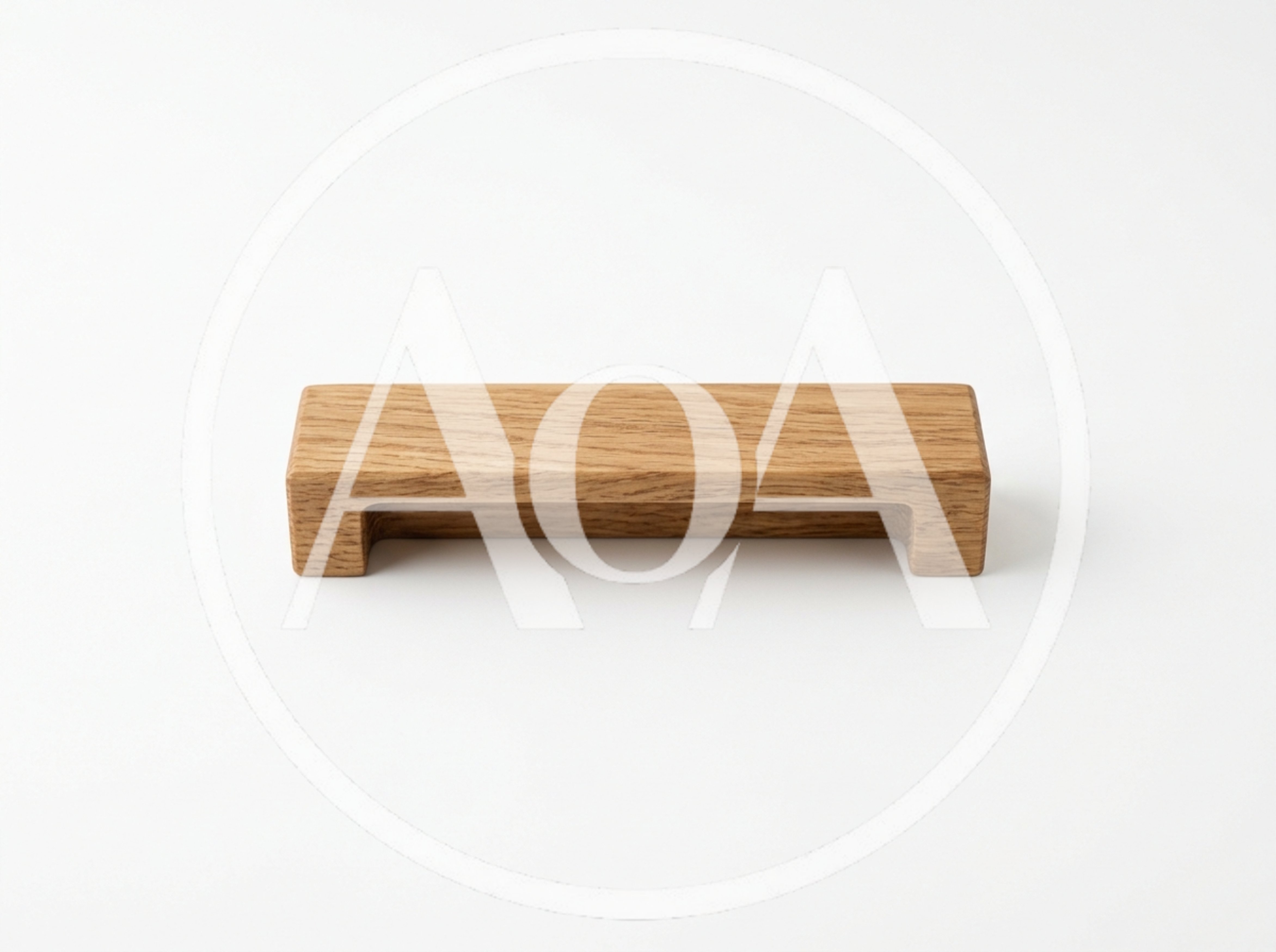 Minimalist Wooden Cabinet Handle on White Background