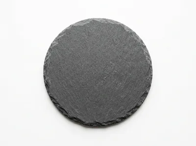 Round Slate Serving Board On White Background