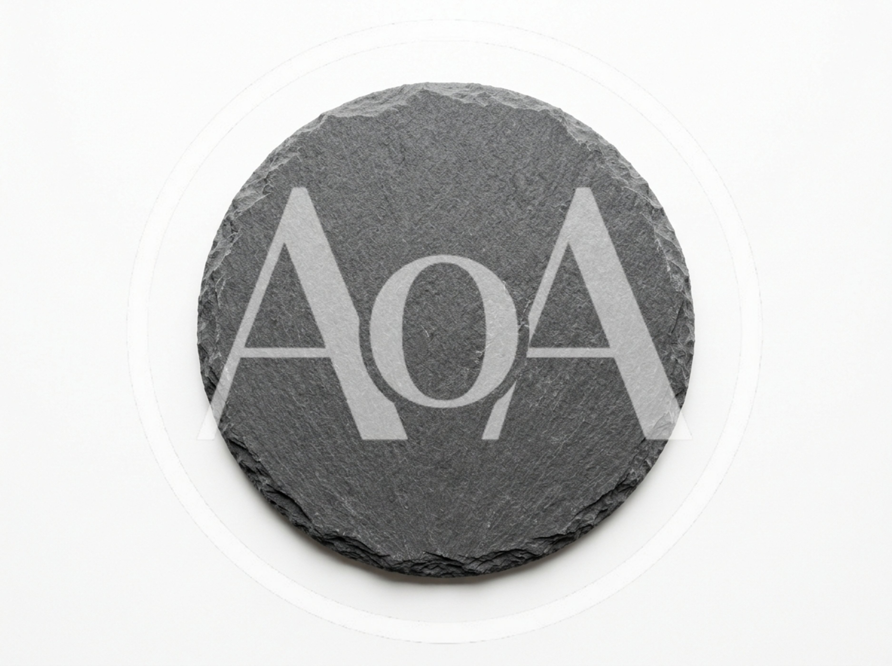 Round Slate Serving Board On White Background