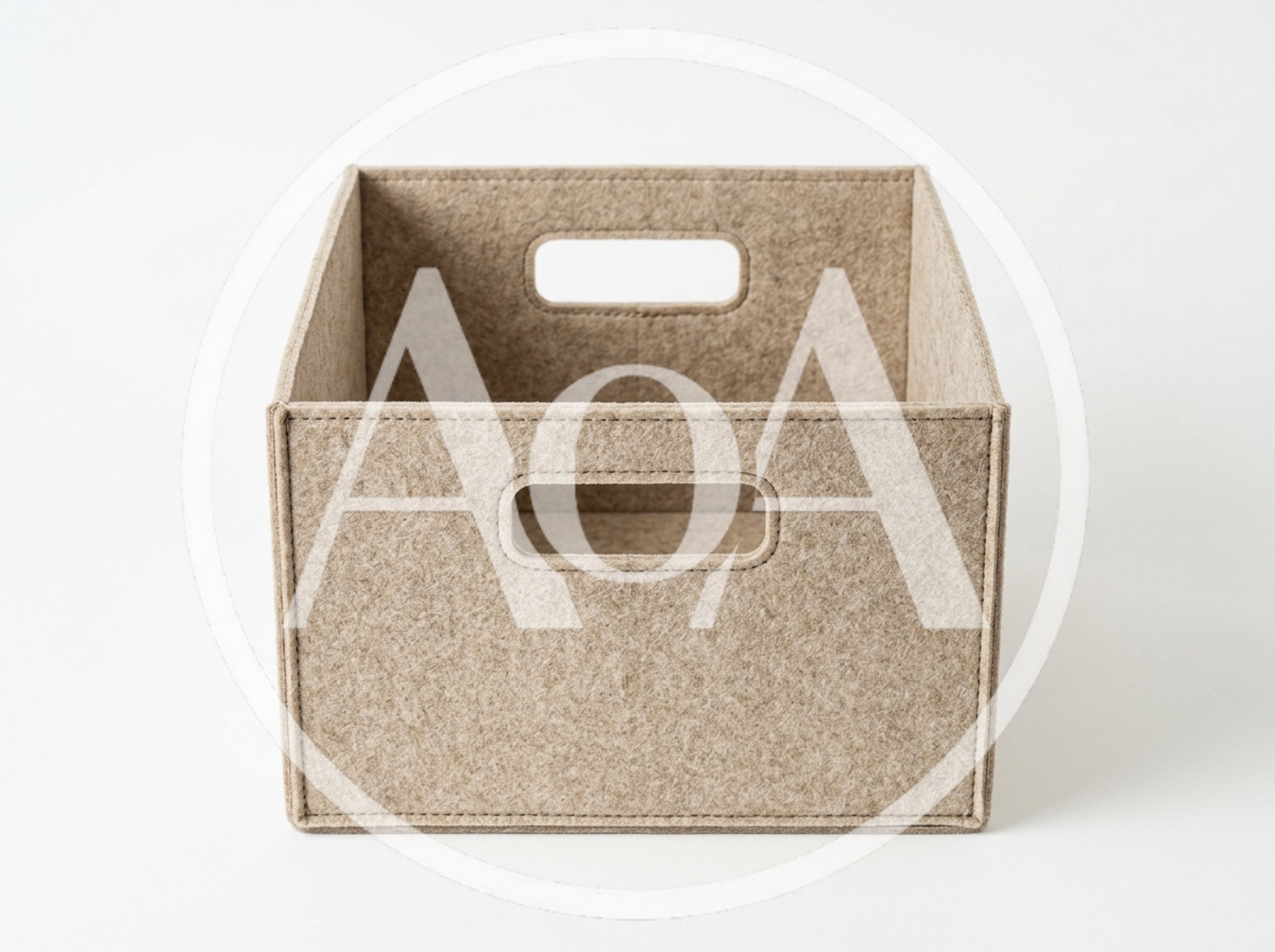 Empty Beige Felt Storage Bin