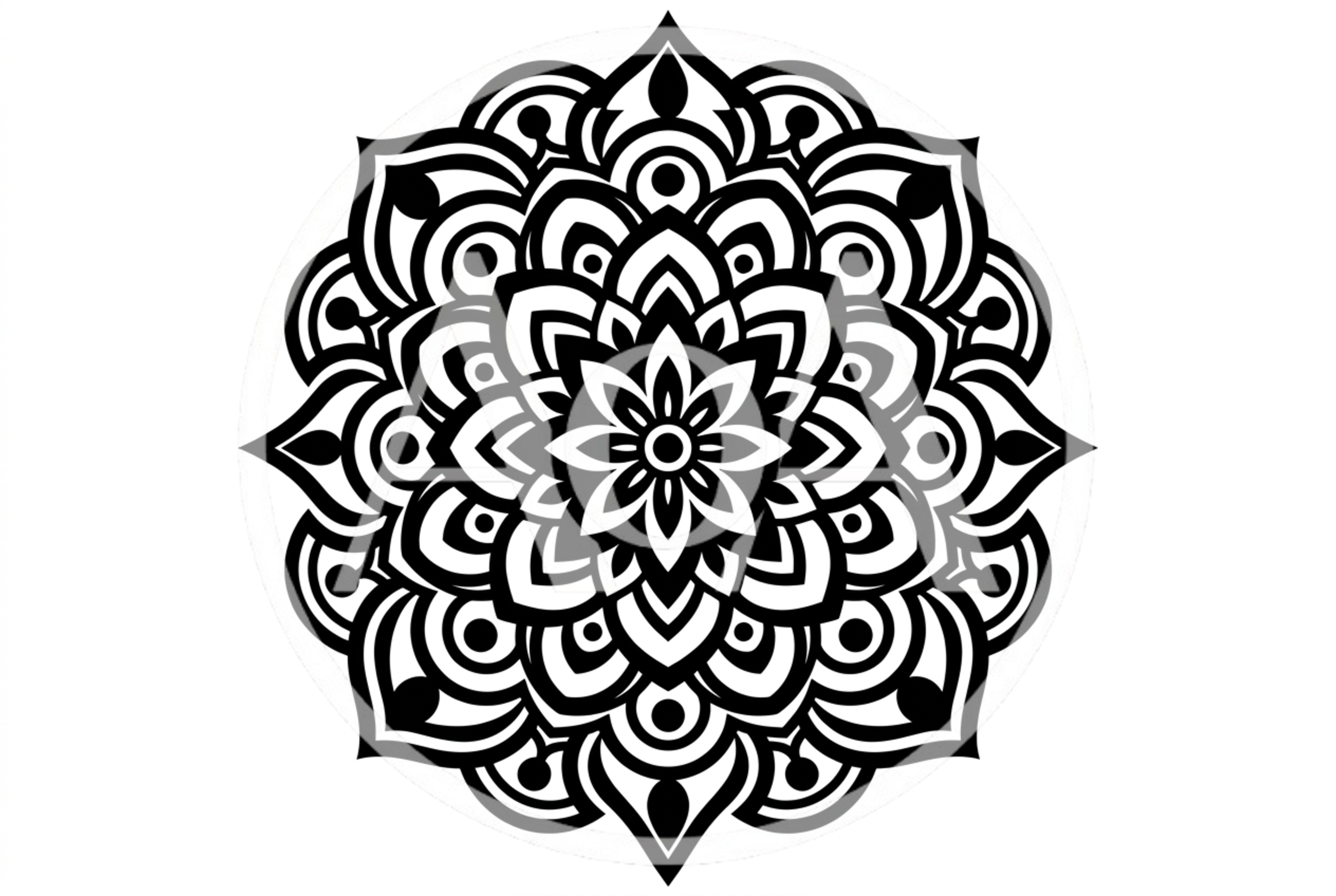 Intricate Black And White Circular Mandala Pattern