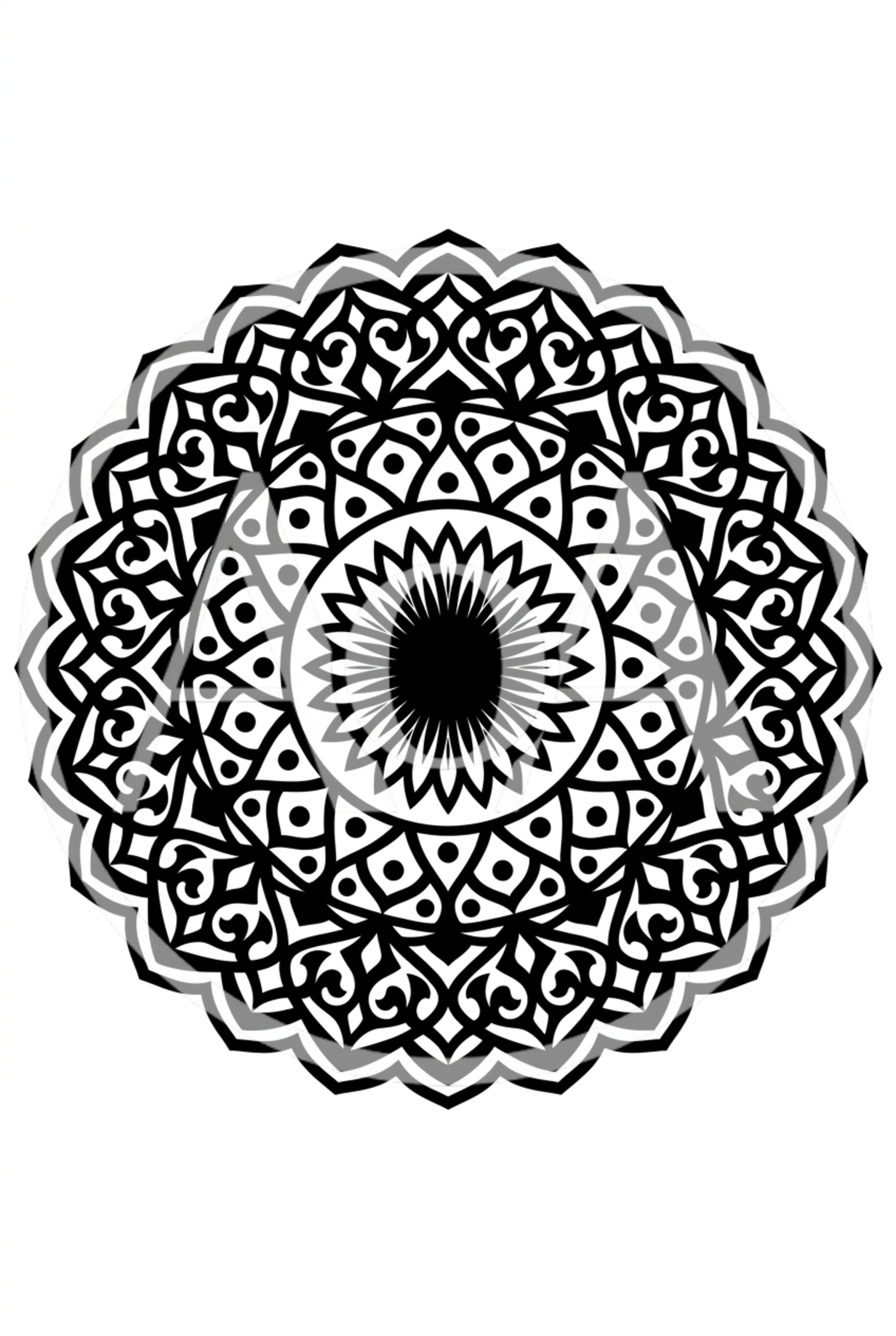 Black And White Circular Mandala Pattern Design