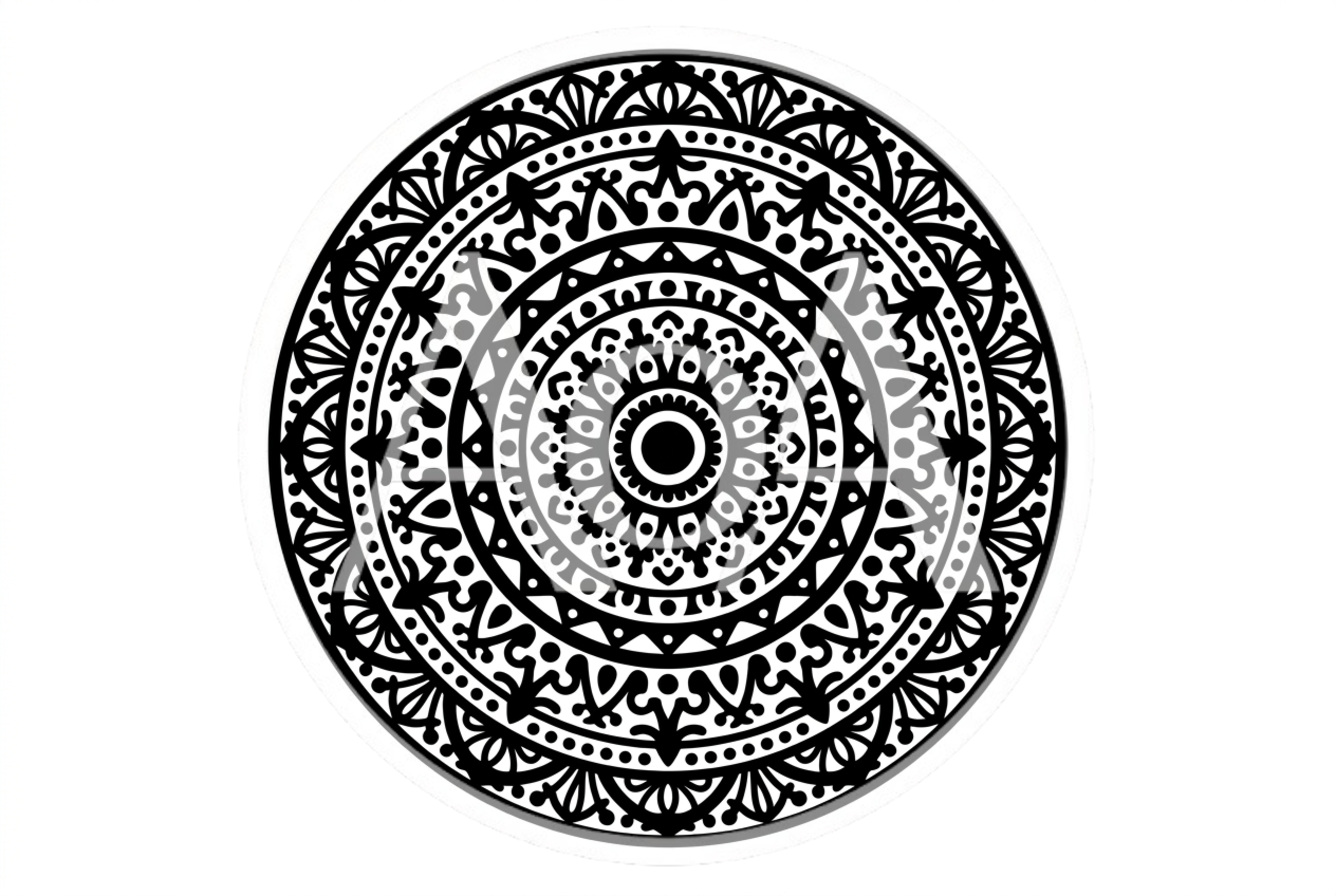Black And White Circular Mandala Pattern Design