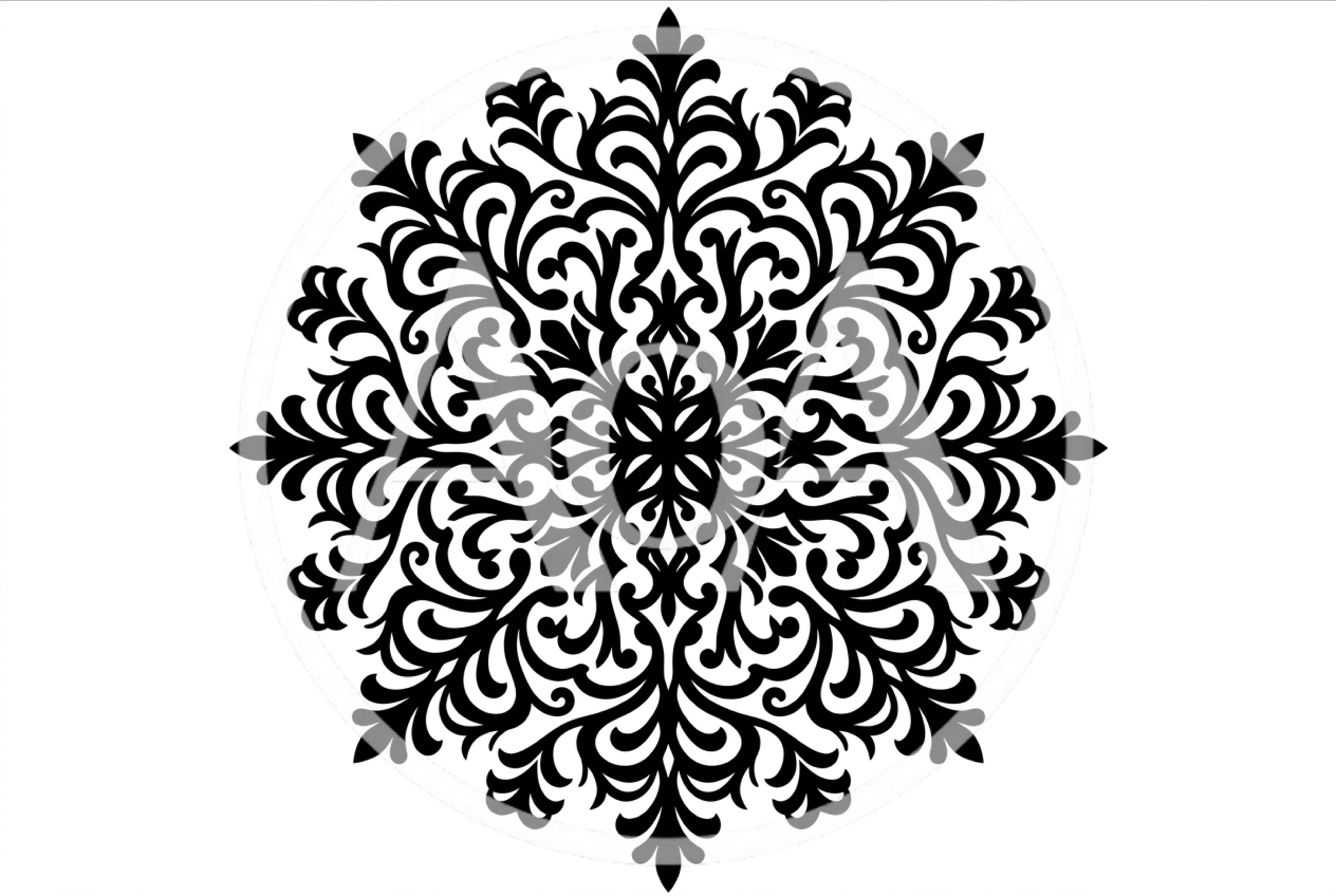 Black Ornamental Mandala Pattern On White Background