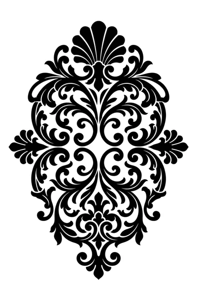 Black Damask Floral Ornament Vector Graphic