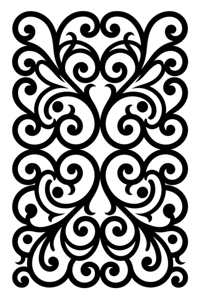 Symmetrical Black Floral Damask Pattern Design